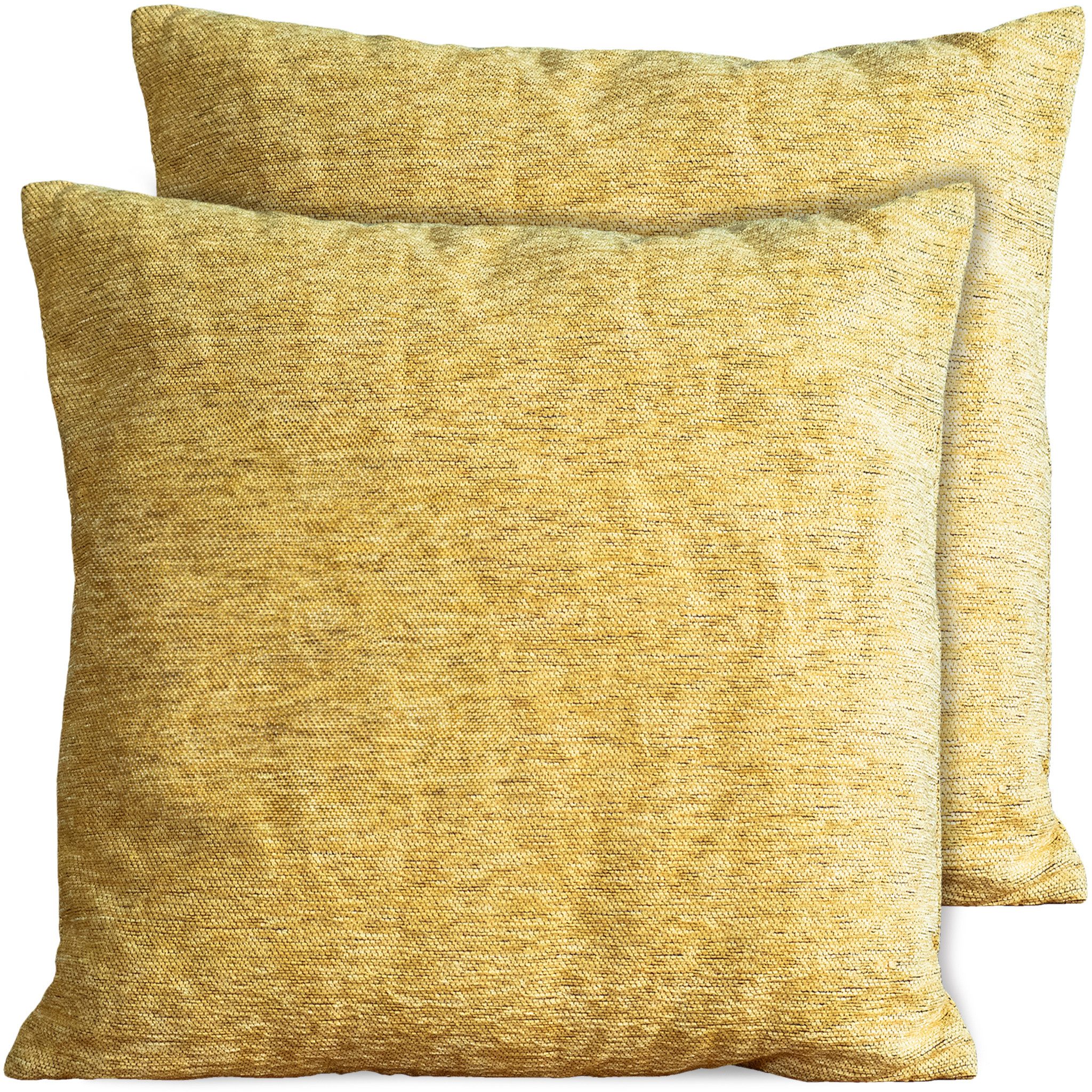 matches21 HOME & HOBBY Kissenbezüge 2er Set Kissenhüllen 45x45 cm gelb meliert als weiche Dekokissen, (2 Stück), Zierkissen-Bezüge für Sofa-Kissen, Couch-Kissen