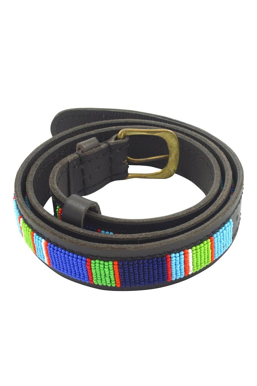 Zinj Design Ledergürtel Massai - Reef - Unisex Handgefertigt in Kenia · Leder/Glas/Messing · Unikat