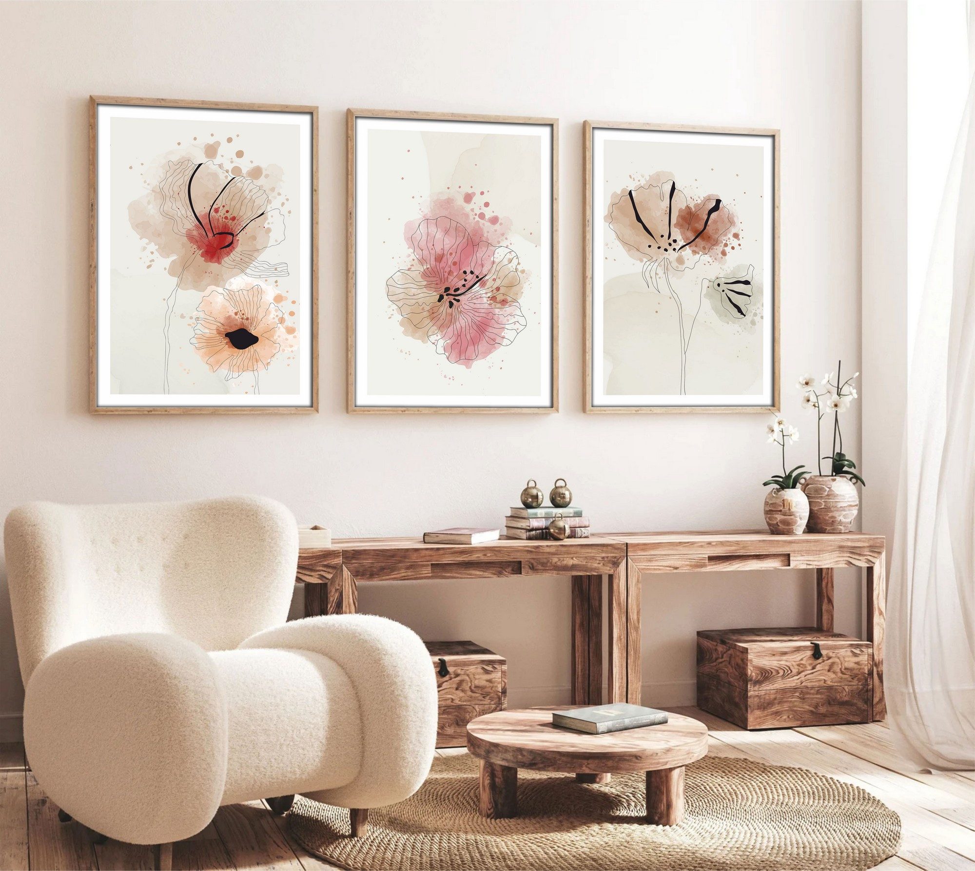 Wallity Leinwandbild Painting: 100% MDF (Thickness: 3 mm), 20 x 30 cm (3 Pieces) E1498, (3 St)