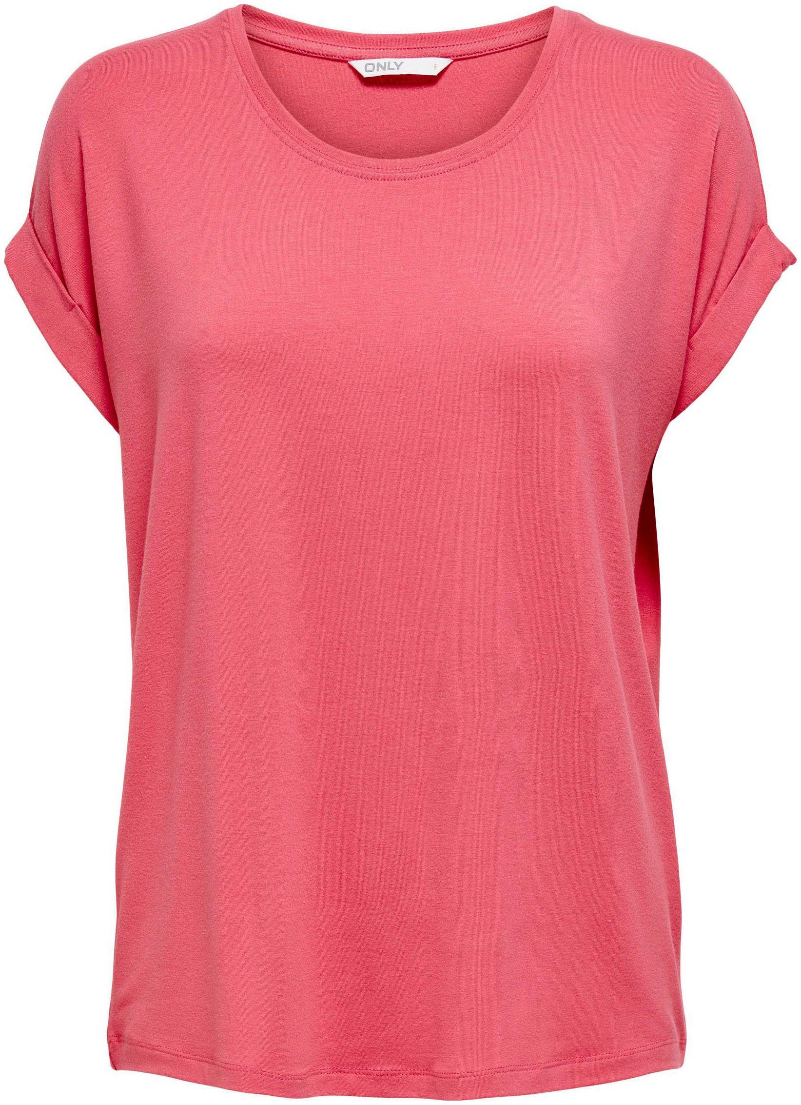 ONLY T-Shirt ONLMOSTER – Kurzarmshirt mit Aufschlag und klassischem Look unifarben, casual, regular fit, Viskosemischung, Rundhals. Reduzierter Preis € 14,99. Unverbindliche Preisempfehlung € 16,99