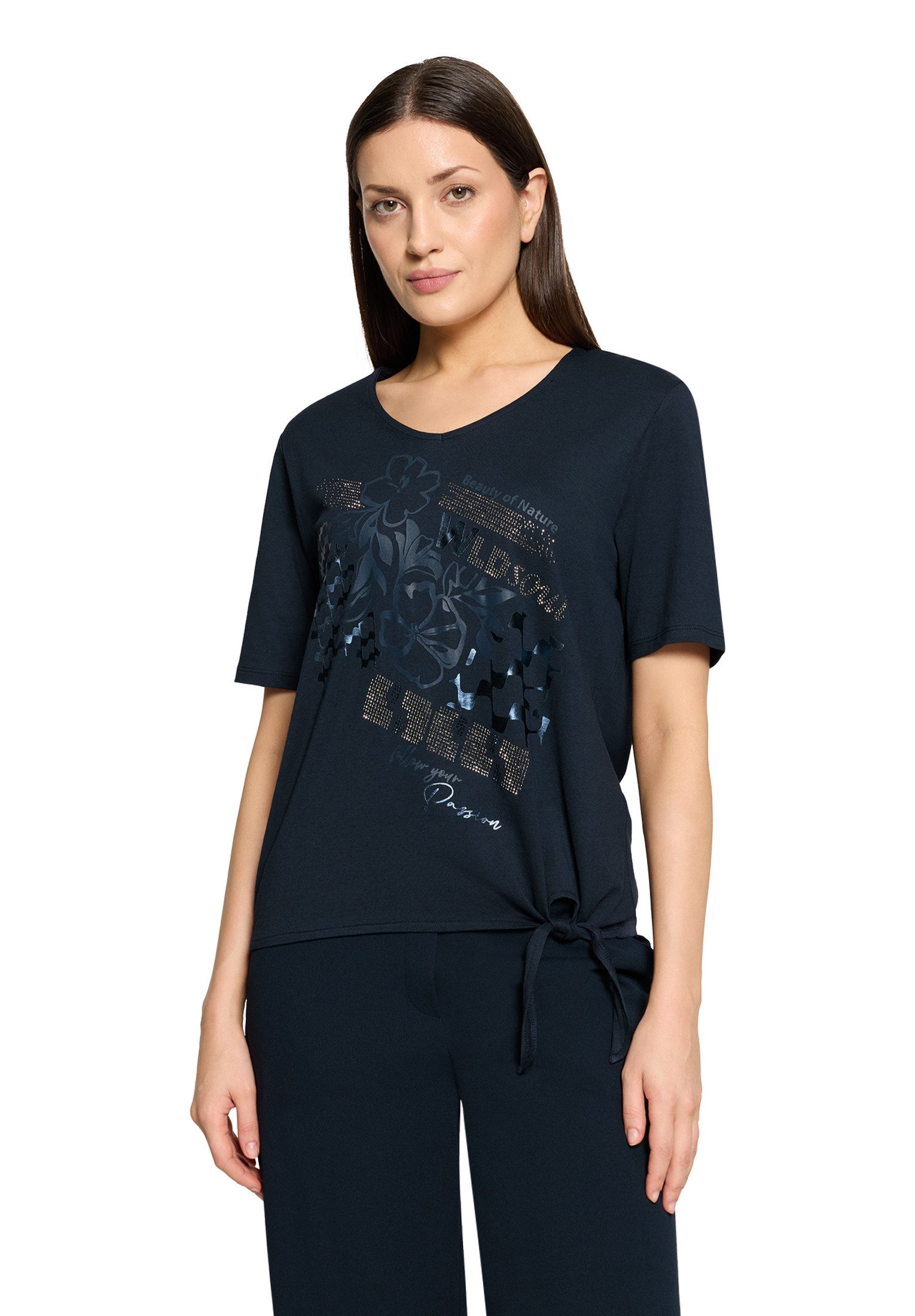 Kurzarmshirt Damen mit Schleifenknoten