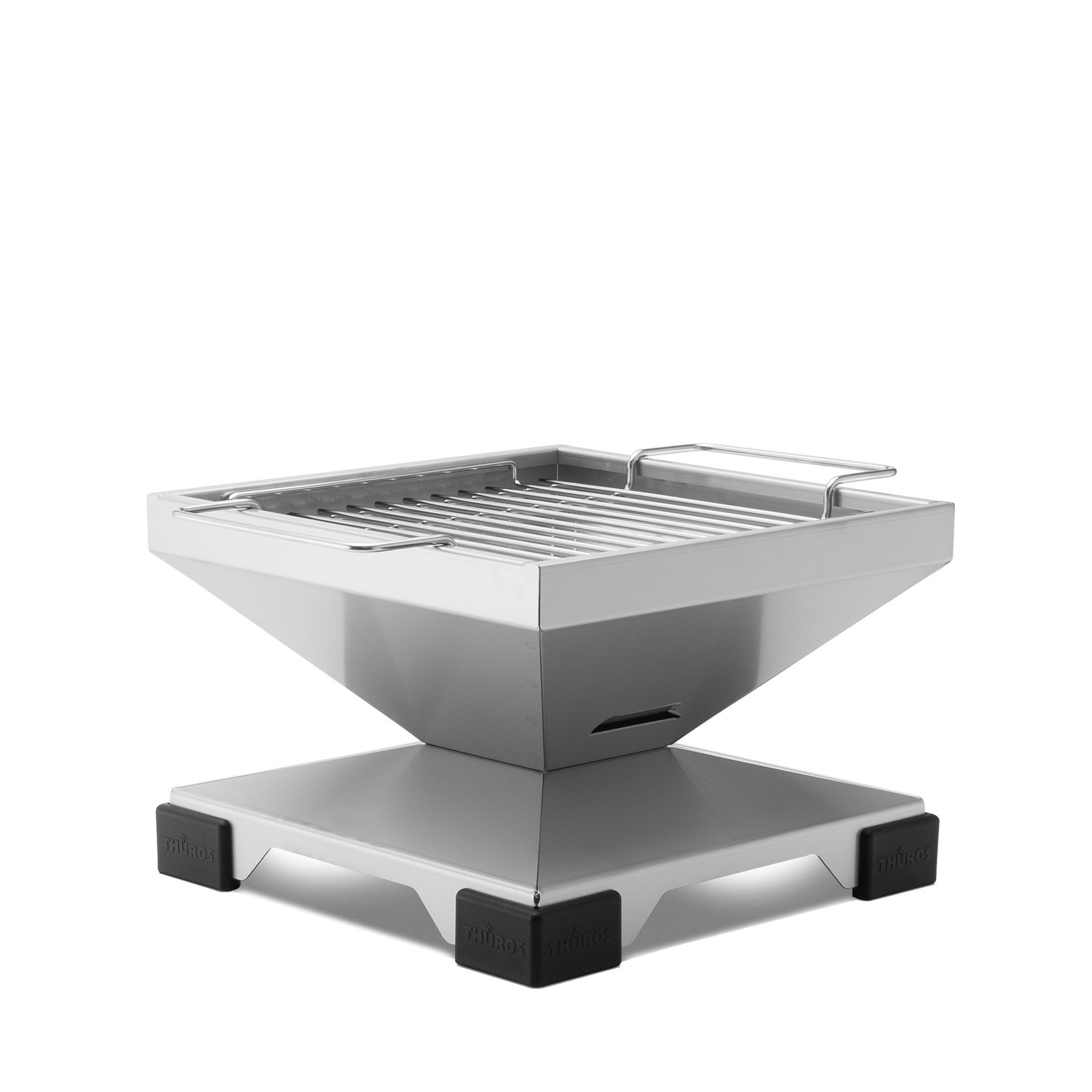 Thüros Holzkohlegrill T1 Edelstahl Tischgrill 30 x 30 cm, für Tisch und unterwegs