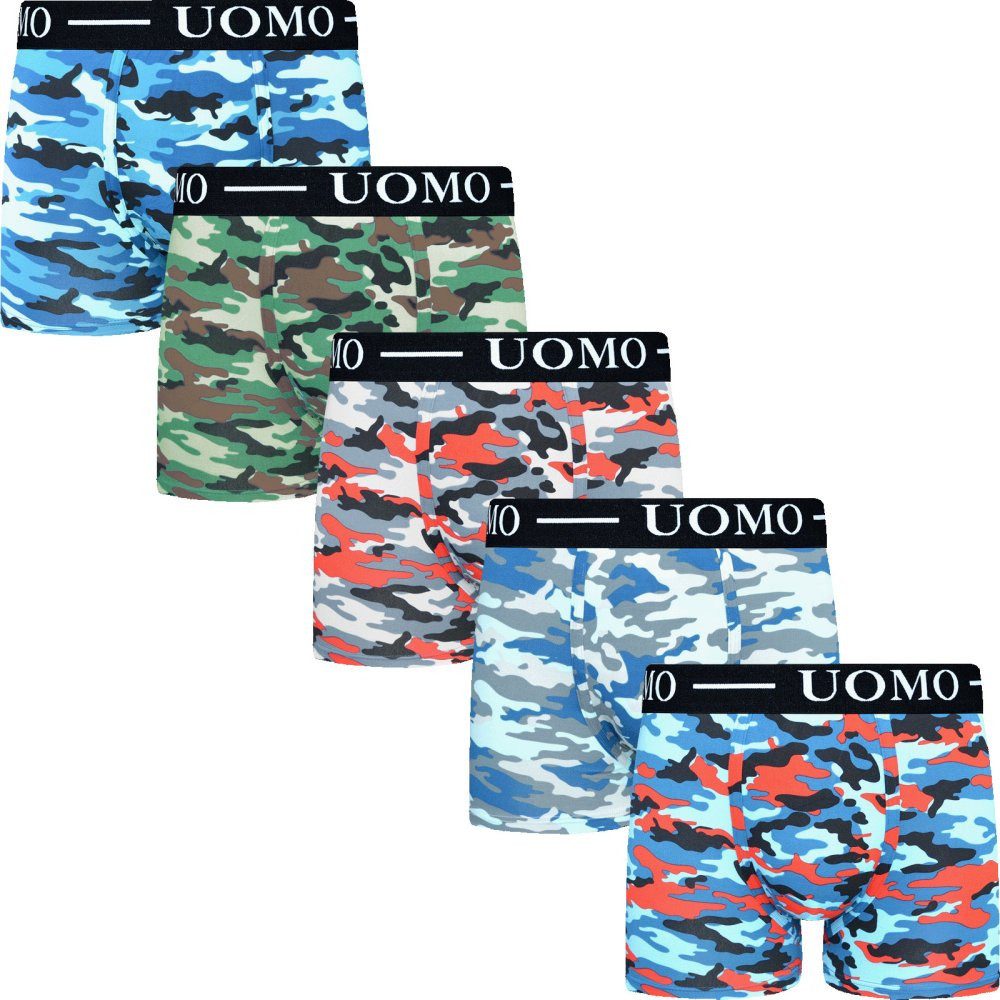 emeco Retro Boxer 5er Boxershorts Herren Camouflage Baumwolle Unterhose 7505C L