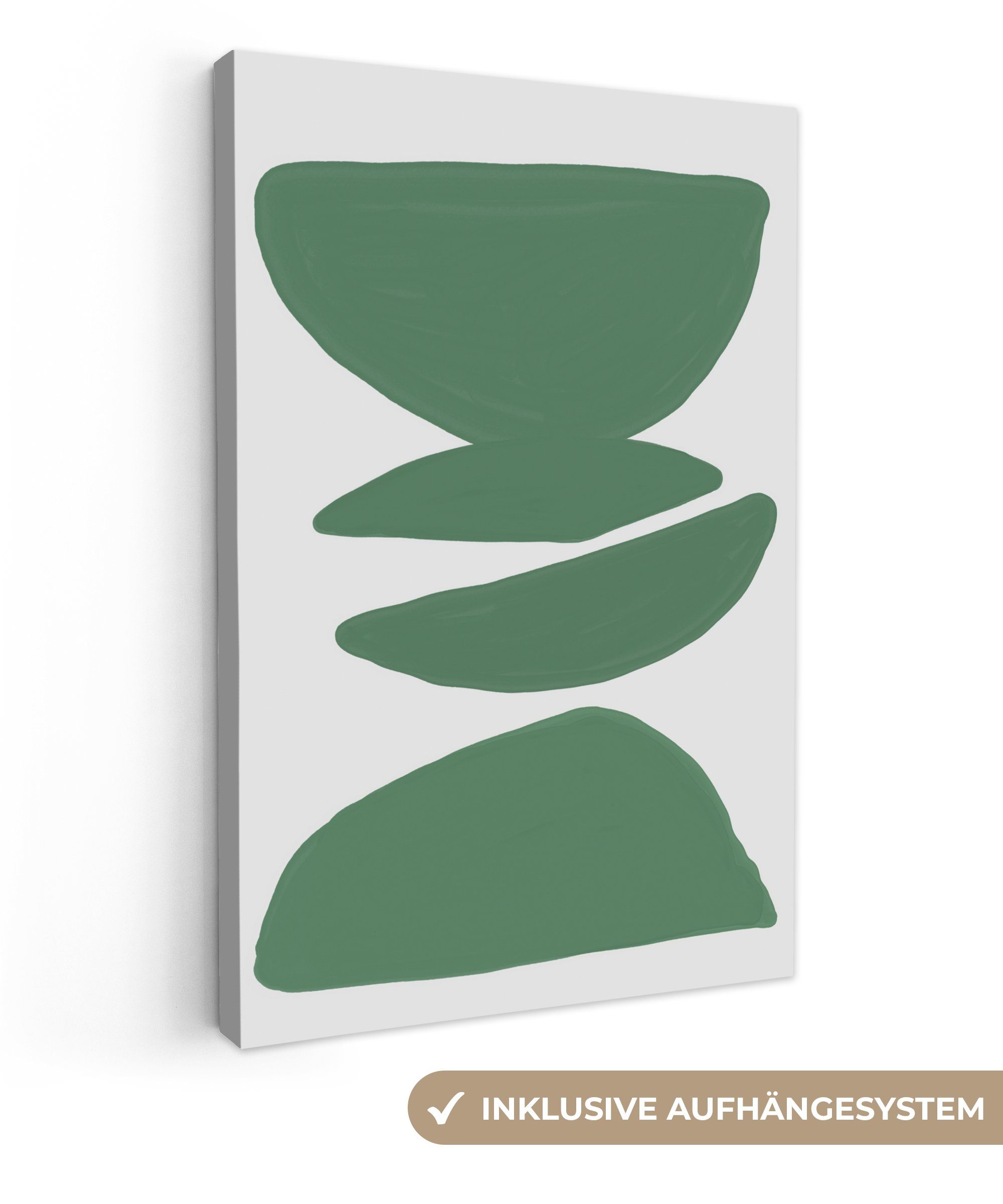 OneMillionCanvasses® Leinwandbild Abstrakt - Grün - Formen - Modern, (1 St), Leinwandbild fertig bespannt inkl. Zackenaufhänger, Gemälde, 20x30 cm