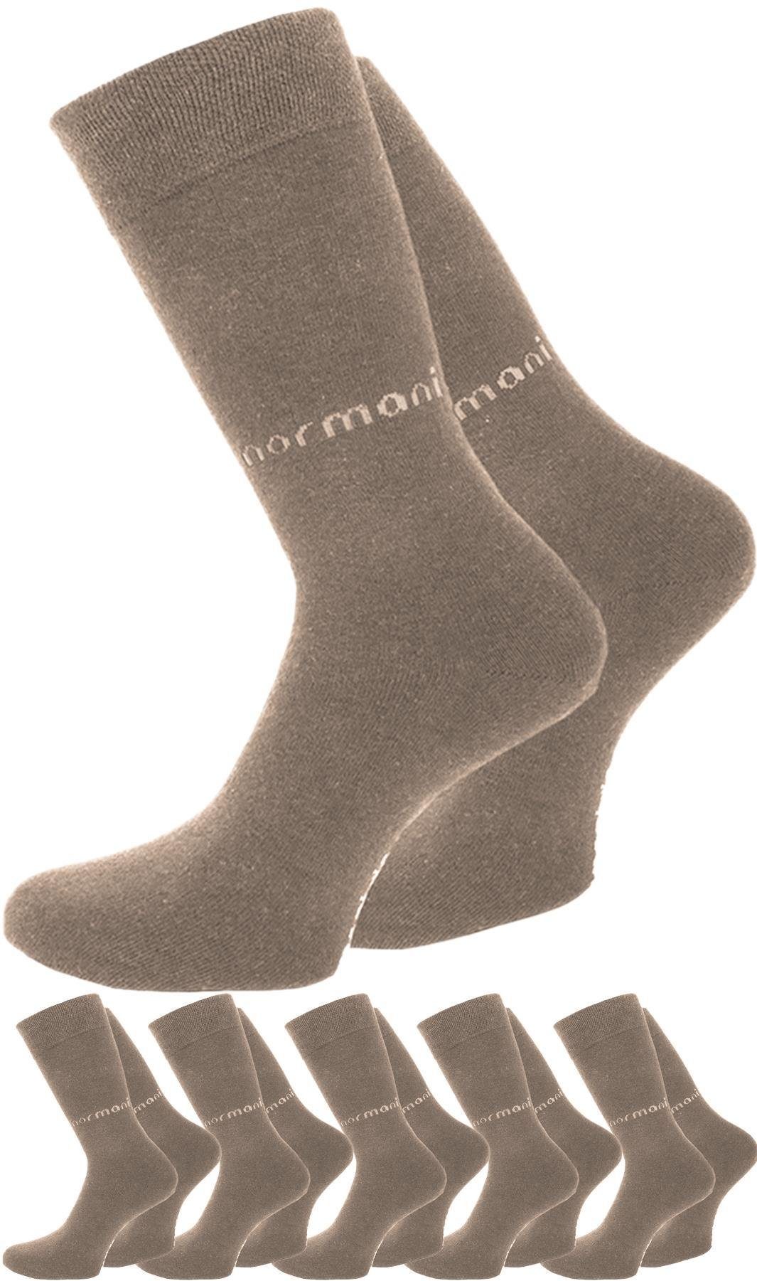 normani Basicsocken 6 Paar Herrensocken mit normani-Logo (6er-Set, 6 Paar) handgekettelte Fußspitze Beige