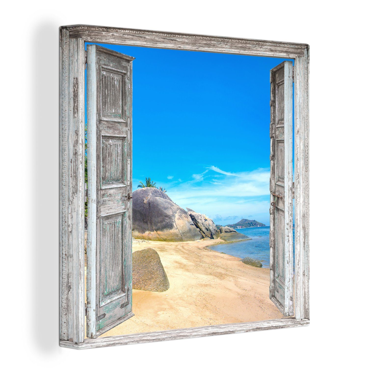 OneMillionCanvasses® Leinwandbild Wohnzimmer Meer, - Schlafzimmer Tropisch - Strand für Bilder - (1 - Blick Sommer St), Leinwand