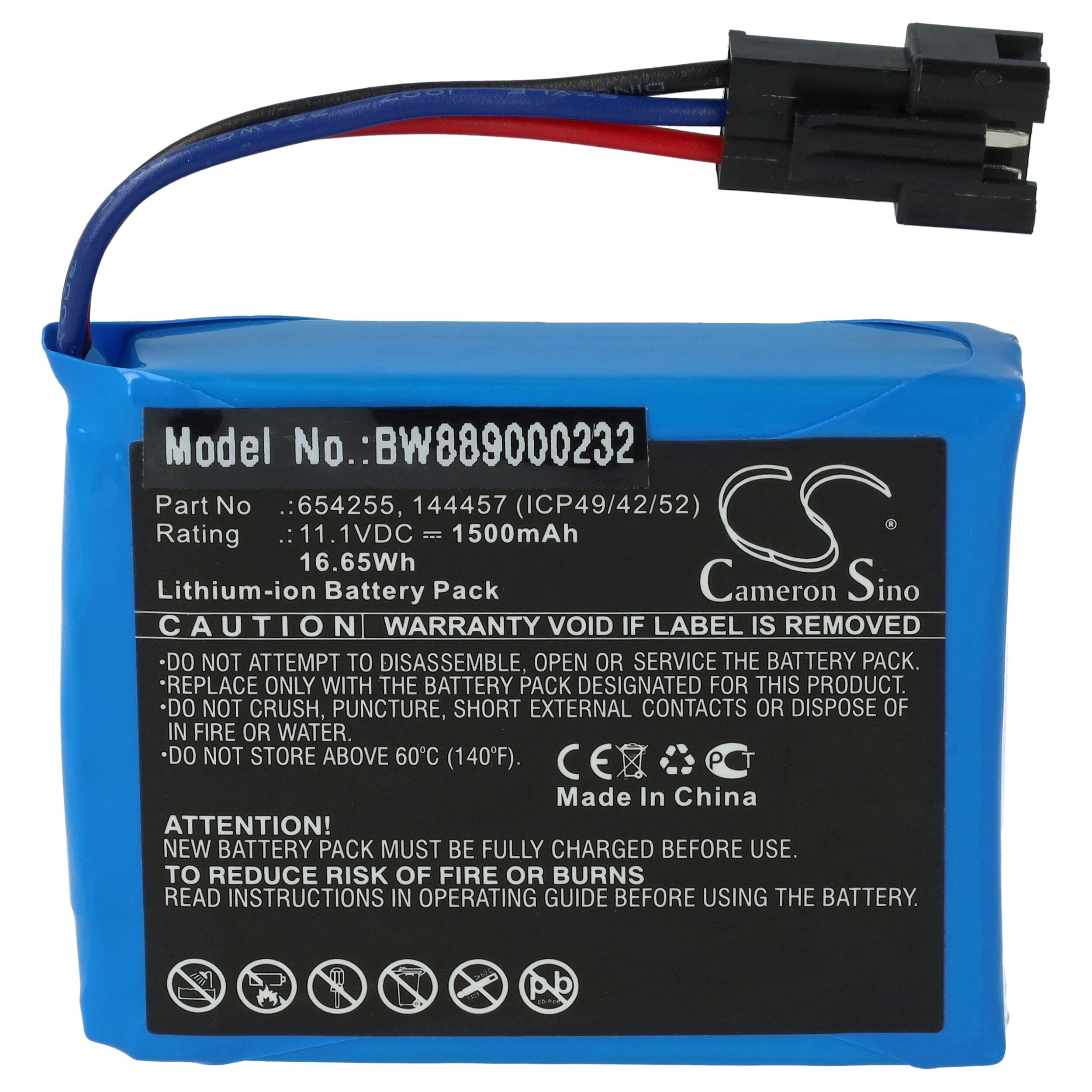 vhbw kompatibel mit MedCaptain MP-30, MP-60, SYS-6010 Akku Li-Ion 1500 mAh (11,1 V)