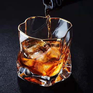 HIBNOPN Tumbler-Glas 6 Teilig Gläser Set Unregelmäßiges Kristall Whiskeygläser 200ml