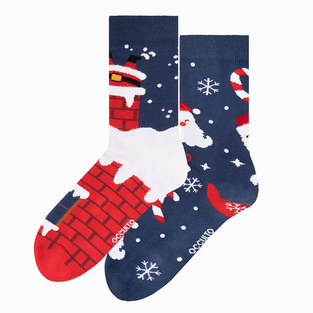 OCCULTO Basicsocken Damen & Herren Weihnachts Socken 2er Pack (Modell: Santa) (2-Paar)