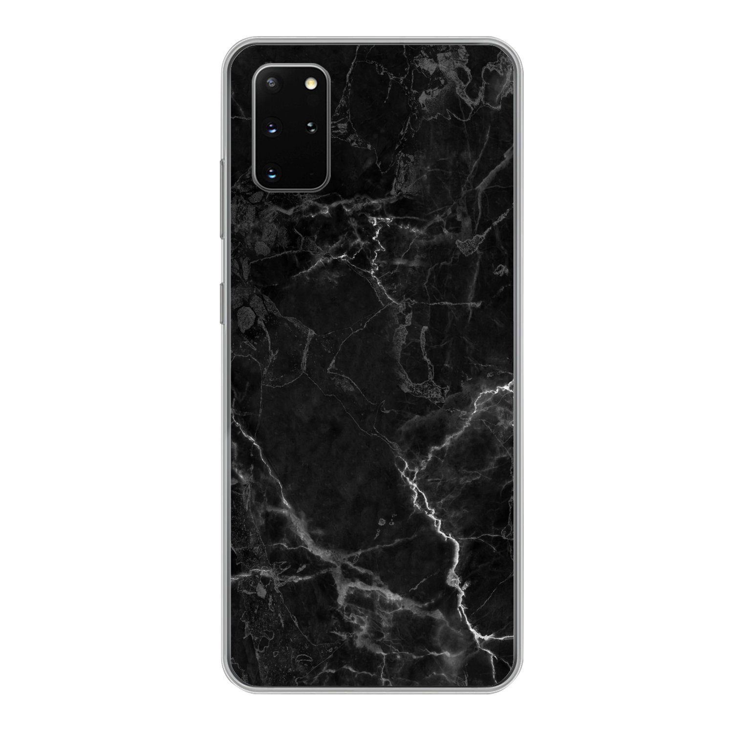MuchoWow Handyhülle für Samsung Galaxy S20 Plus Marmor - Schwarz - Weiß - Textur - Marmoro, Phone Case, Silikon, Schutzhülle Dünn