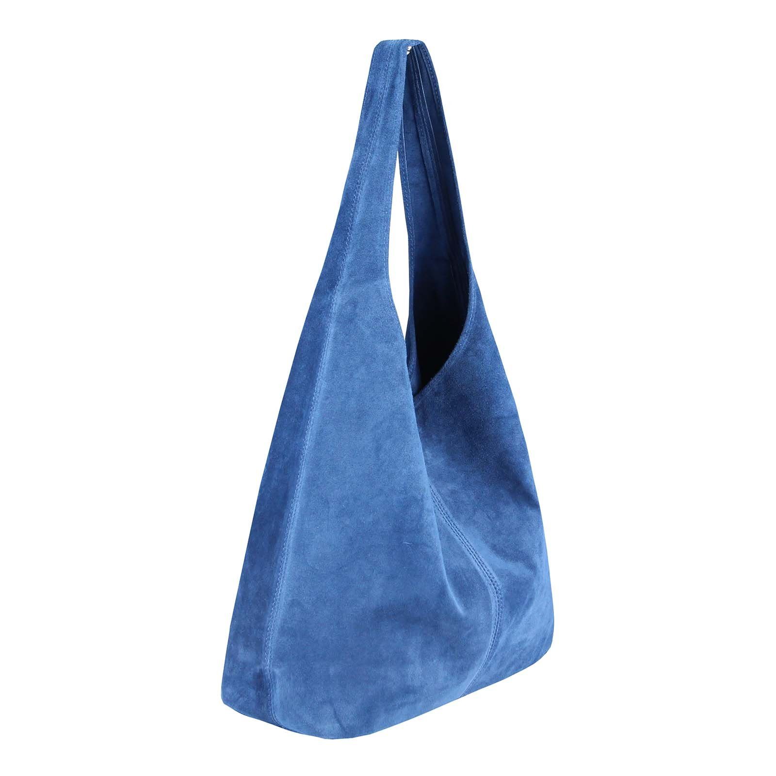 ITALYSHOP24 Schultertasche Made in Italy Damen Leder Wildleder Tasche Umhängetasche Beuteltasche, Premium Business Echtleder Shopper Bag leicht groß klassisch geräumig