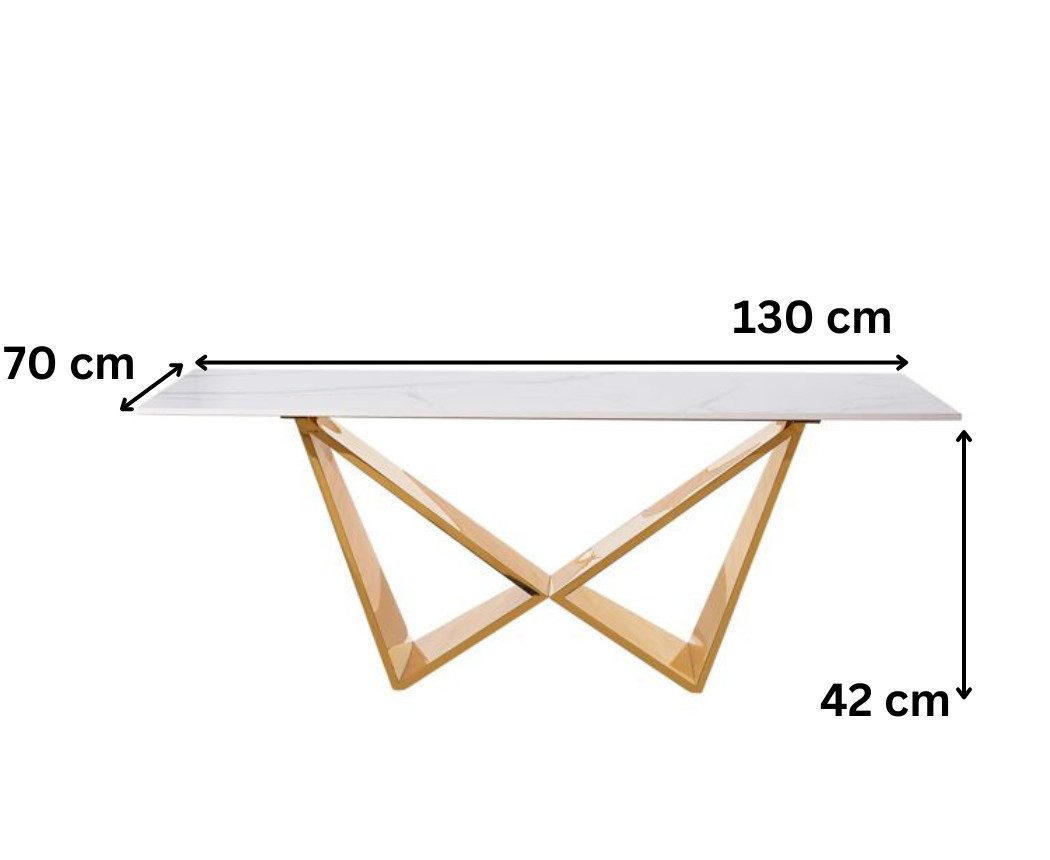 alesvelt Couchtisch Edler Couchtisch in Marmor-Optik mit Edelstahlbeinen 130cm