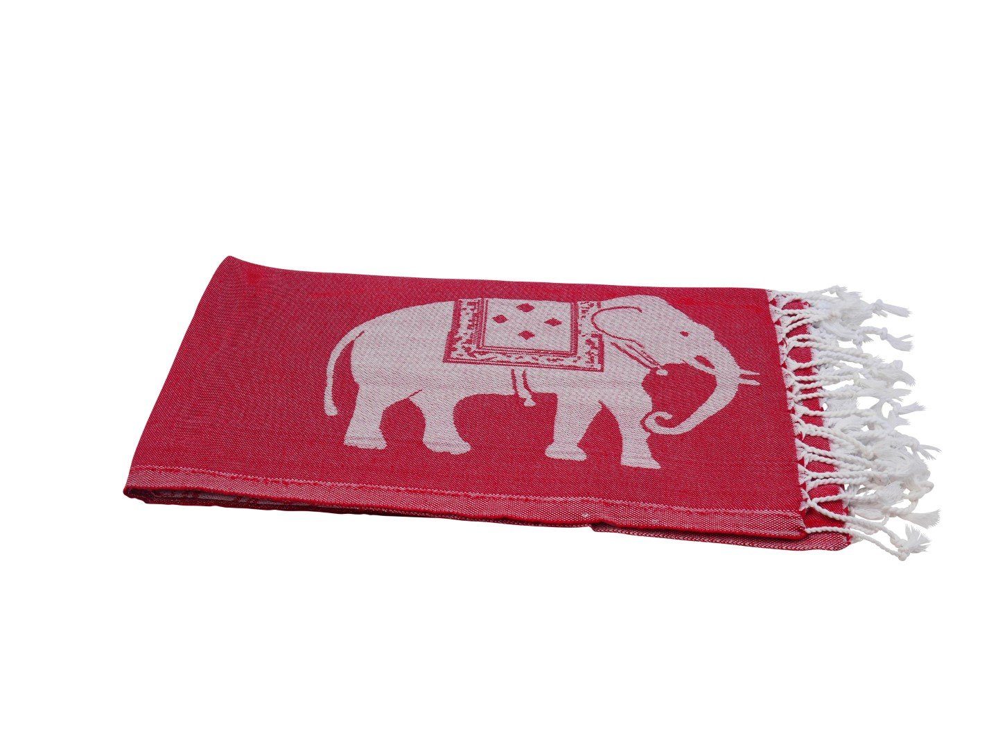 blickdicht Elefanten, großen Baumwolle weiß, mit Hamam my rot Hamamtuch (1-St), Hamamtücher