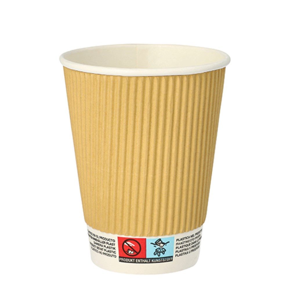 PAPSTAR Becher 10 Trinkbecher, Pappe 0,3 l Ø 9 cm · 11 cm natur Ripple Wall