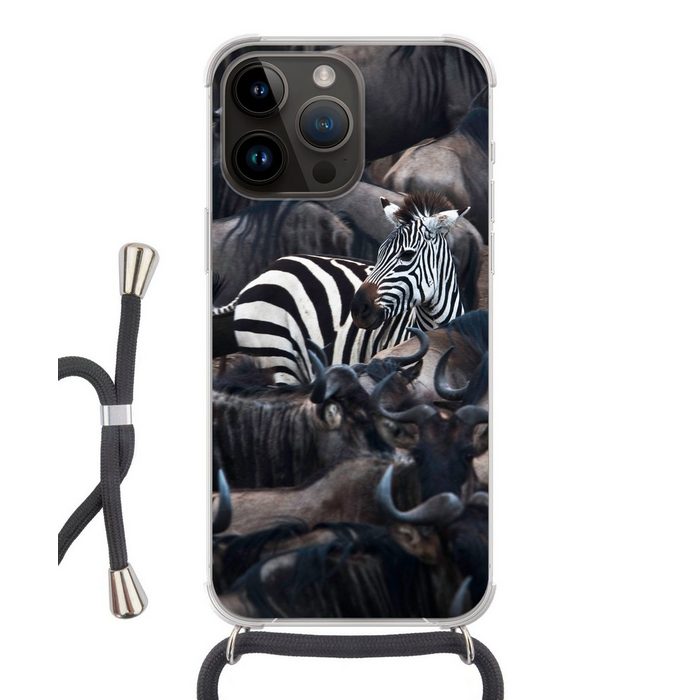 MuchoWow Handyhülle Zebra - Büffel - Braun Handyhülle Telefonhülle Apple iPhone 14 Pro