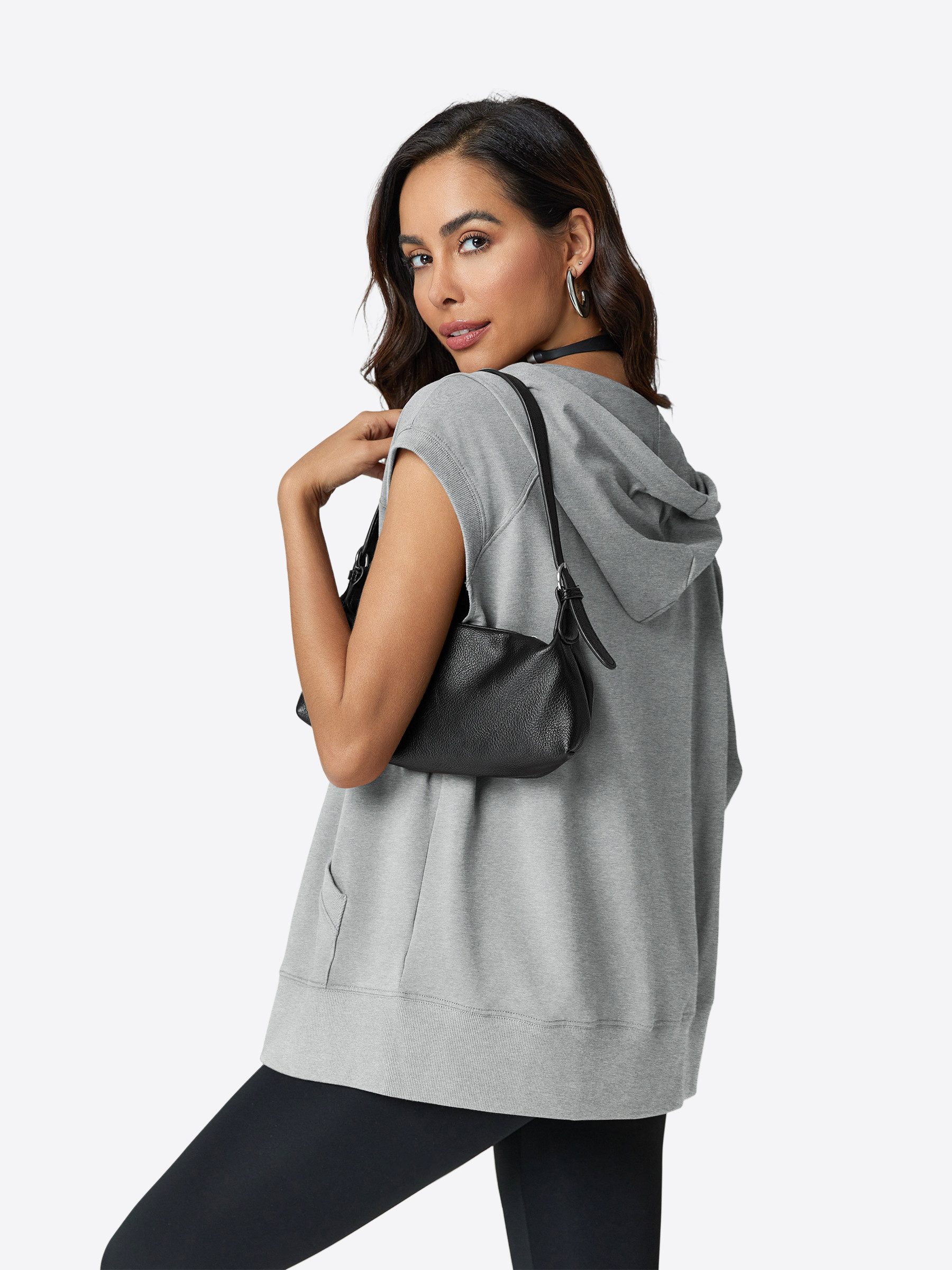 Imily Bela Kapuzenpullover Damen ärmelloses Sweatshirt mit Reißverschluss (Packung, 1-tlg., 1per-Pack) mit Kapuze