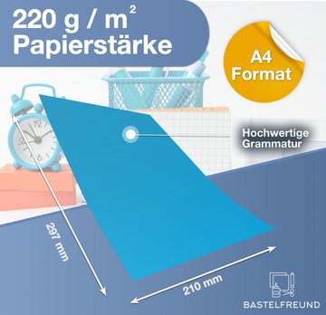 Bastelfreund® Bastelkartonpapier 100 Blatt Tonpapier 230 g/m² Buntpapier A4 - 16 Farben - Kopierpapier, Bedruckbar; Papierstärke 230 g/m²