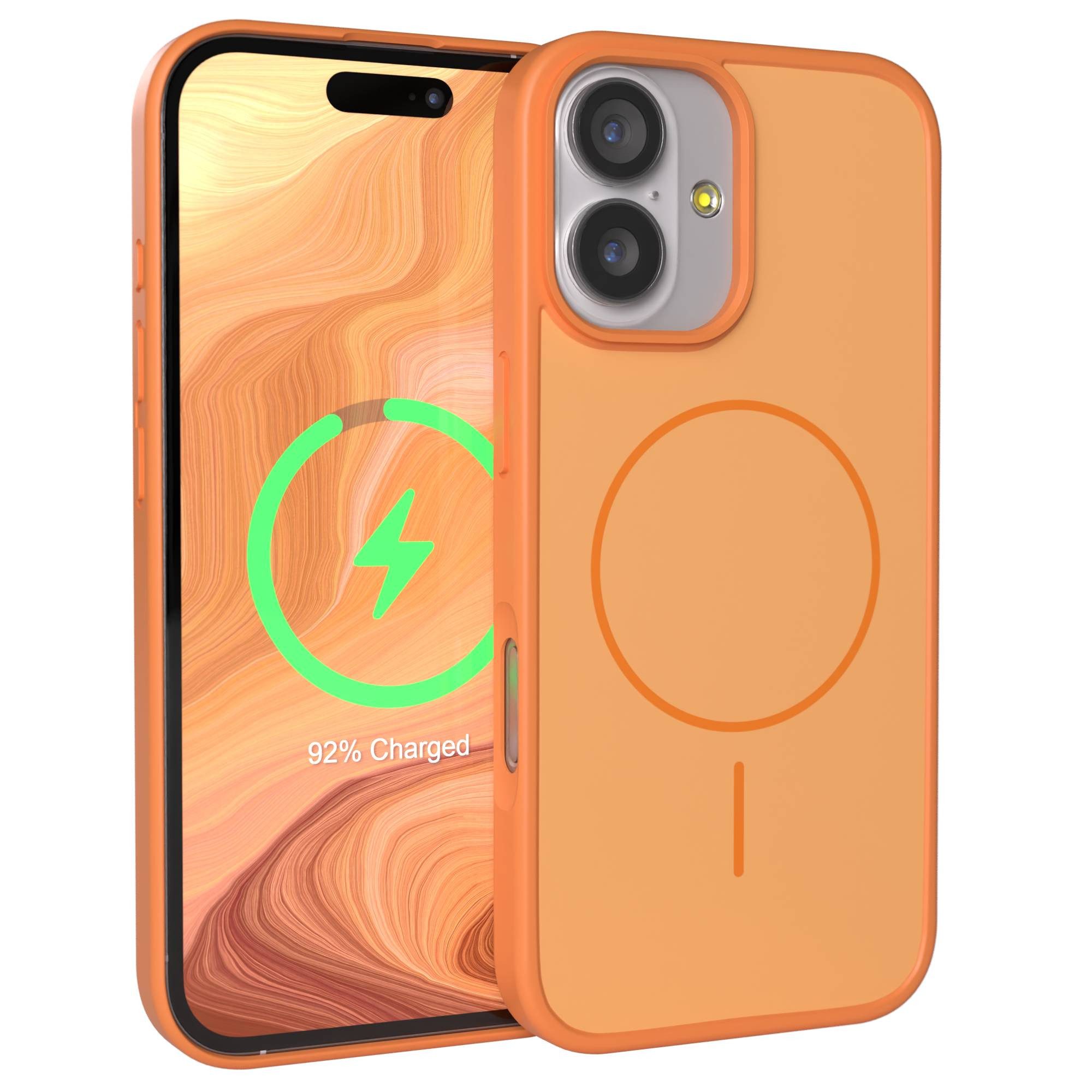 EAZY CASE Handyhülle Slim Outdoor MagSafe Case für Apple iPhone 17 6,3 Zoll, Robustes Slim Case mit MagSafe Kompatibilität in Orange