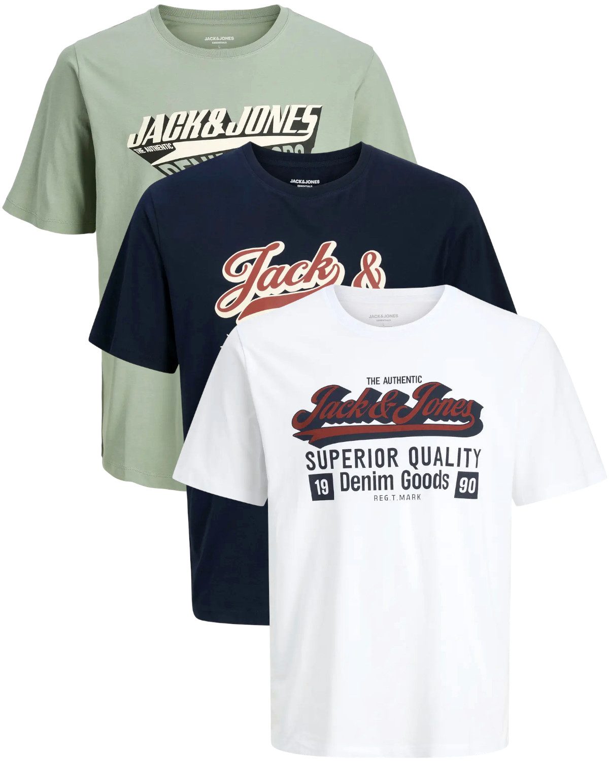 Jack & Jones Print-Shirt stilvolle Slim-Fit und Regular Shirts (Spar Set, 3 günstig online kaufen