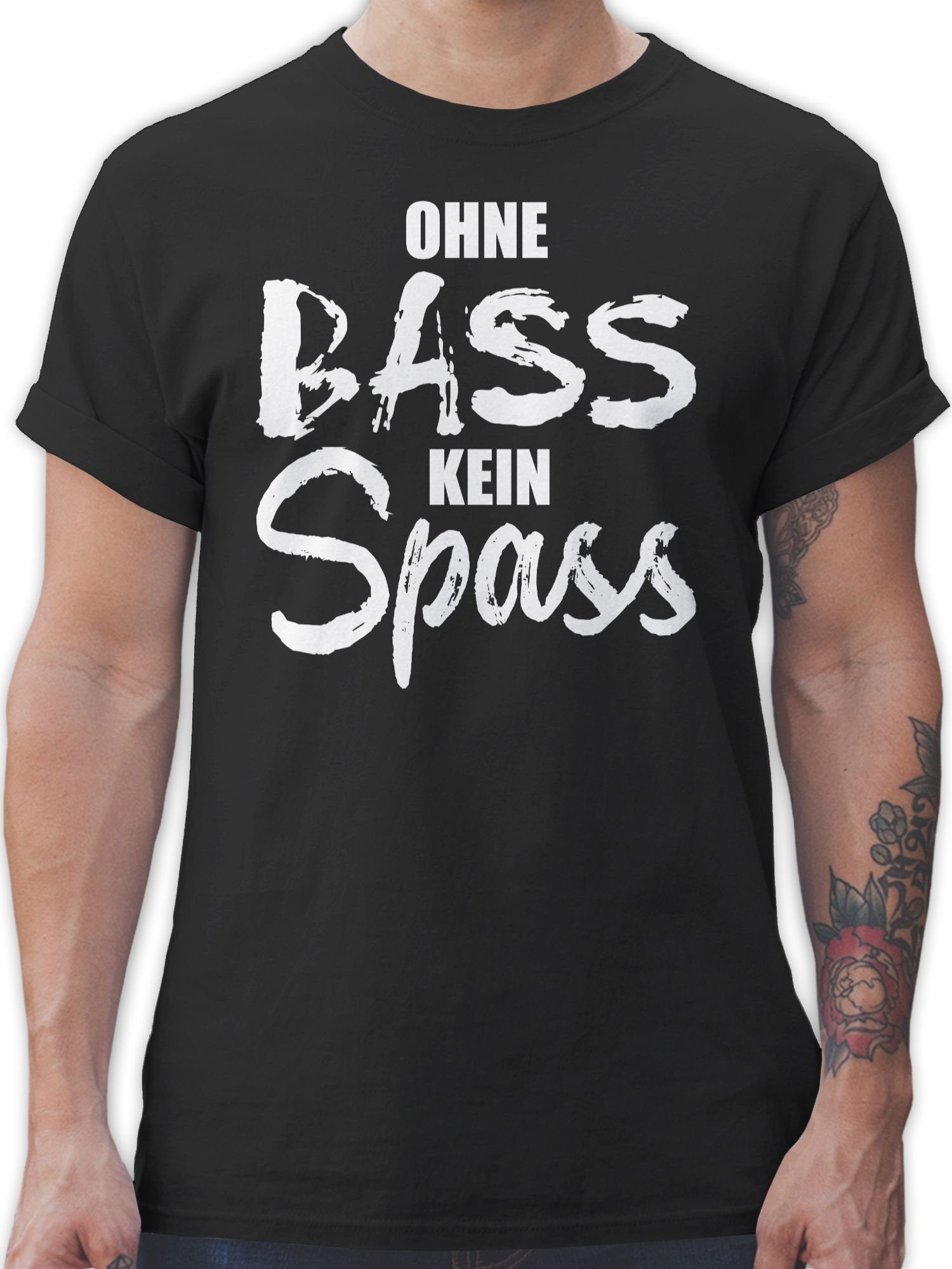 Shirtracer T-Shirt Ohne Bass kein Spass - weiß Festival Zubehör 1 Schwarz