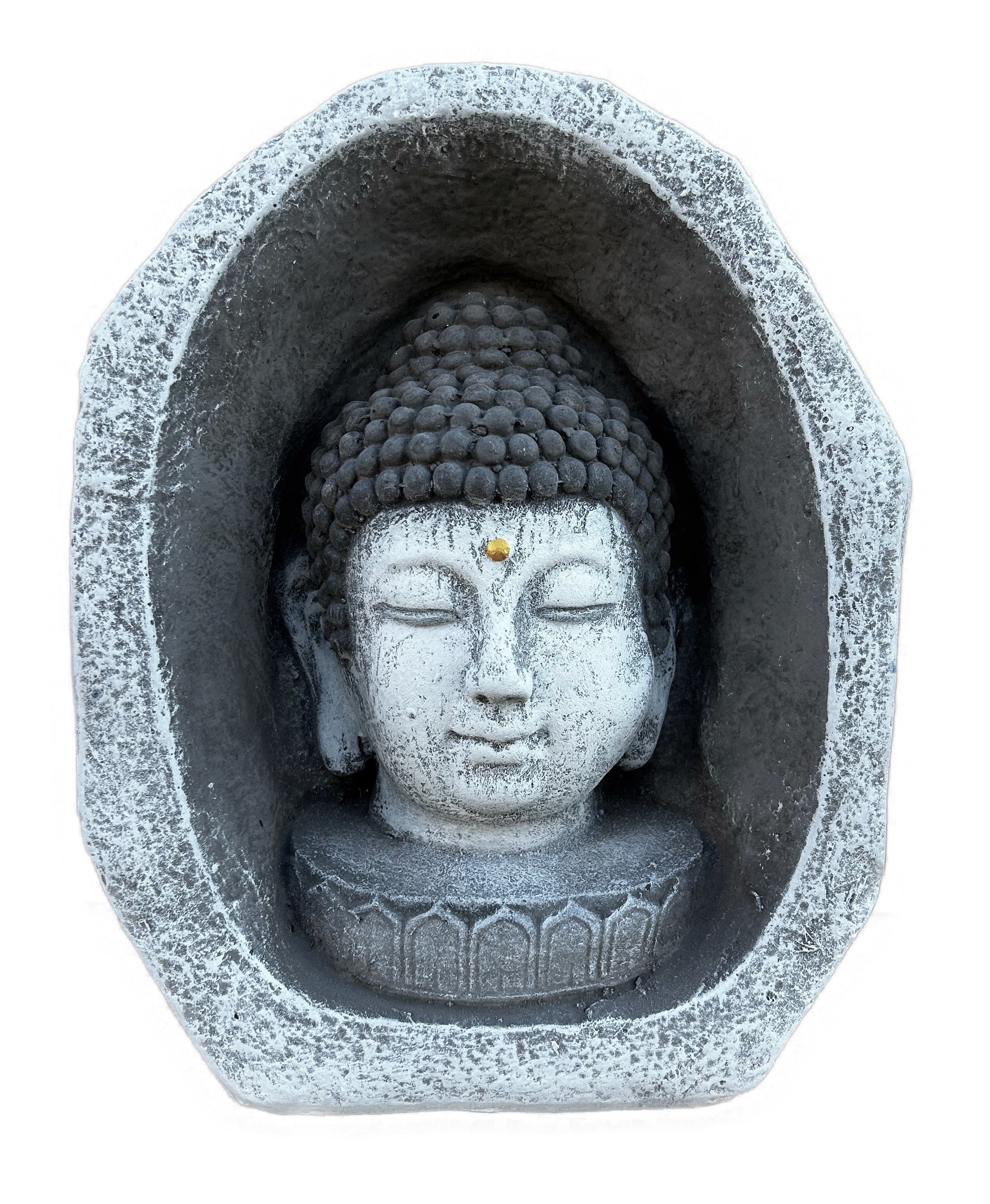 Stone and Style Gartenfigur Steinfigur Meditationsstein Shiva Buddha Büste Kopf frostfest 8,4 kg