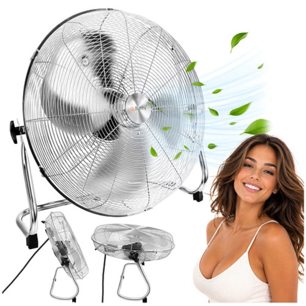 Ruhhy Bodenventilator Standventilator aus Metall, 3 Geschwindigkeitsstufen Bodenventilator