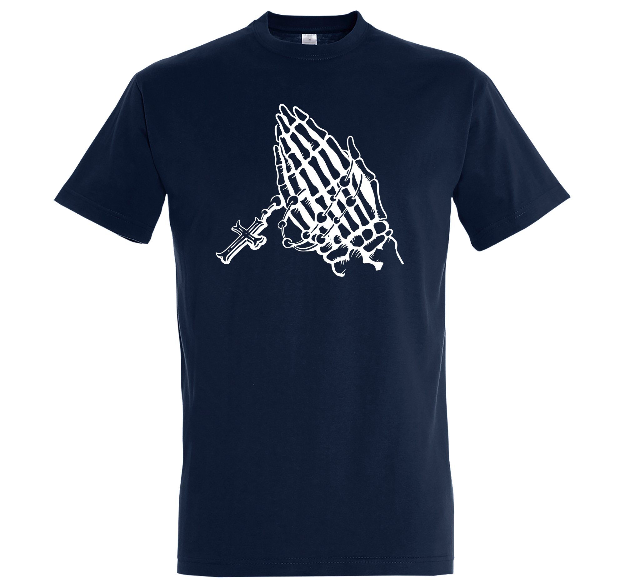 Shirt Gläubig Navyblau Youth mit Frontprint T-Shirt Designz Pray Herren Beten coolem