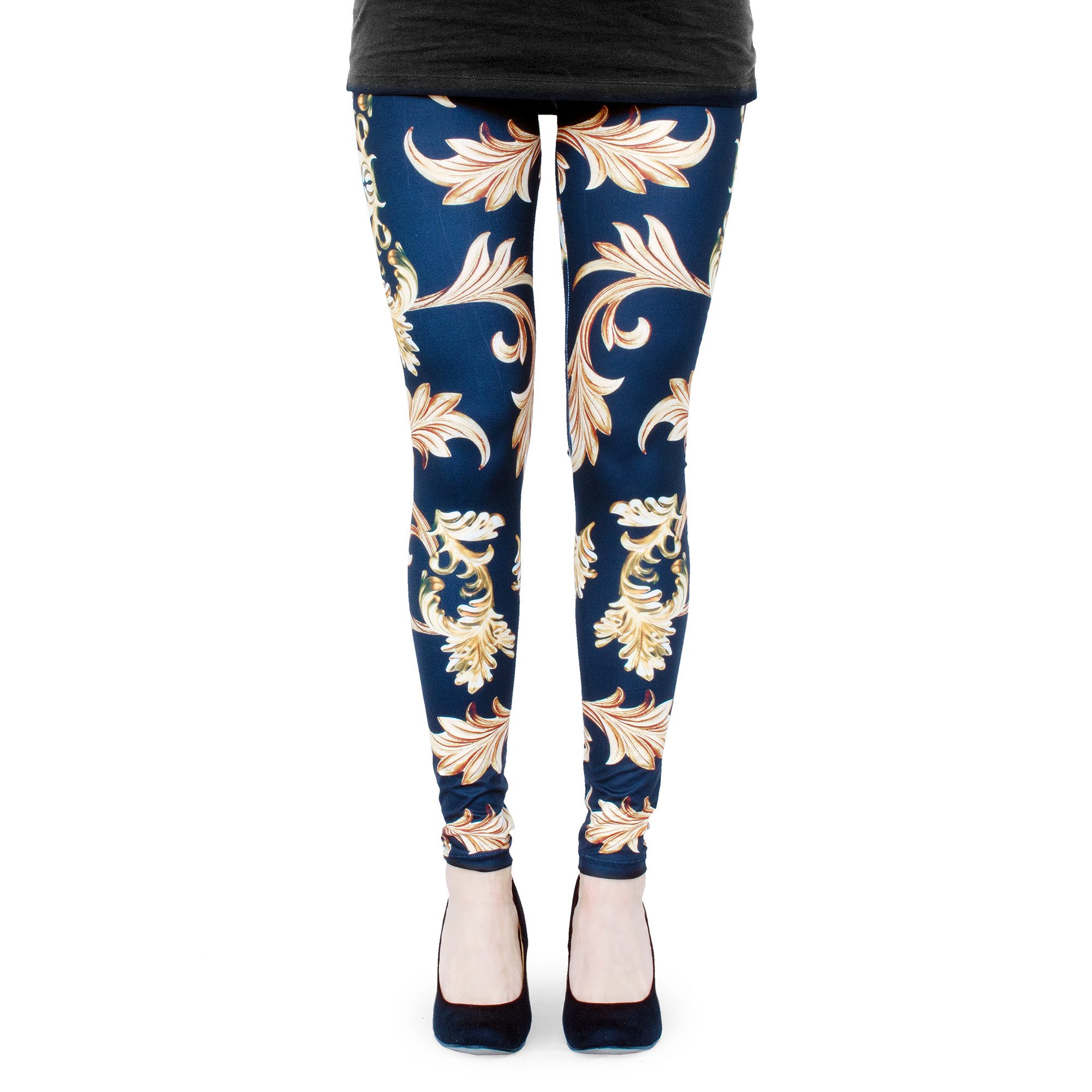 Leggings Bedruckte Motiv-Leggings (Einheitsgröße) - Design Goldene Ornamente