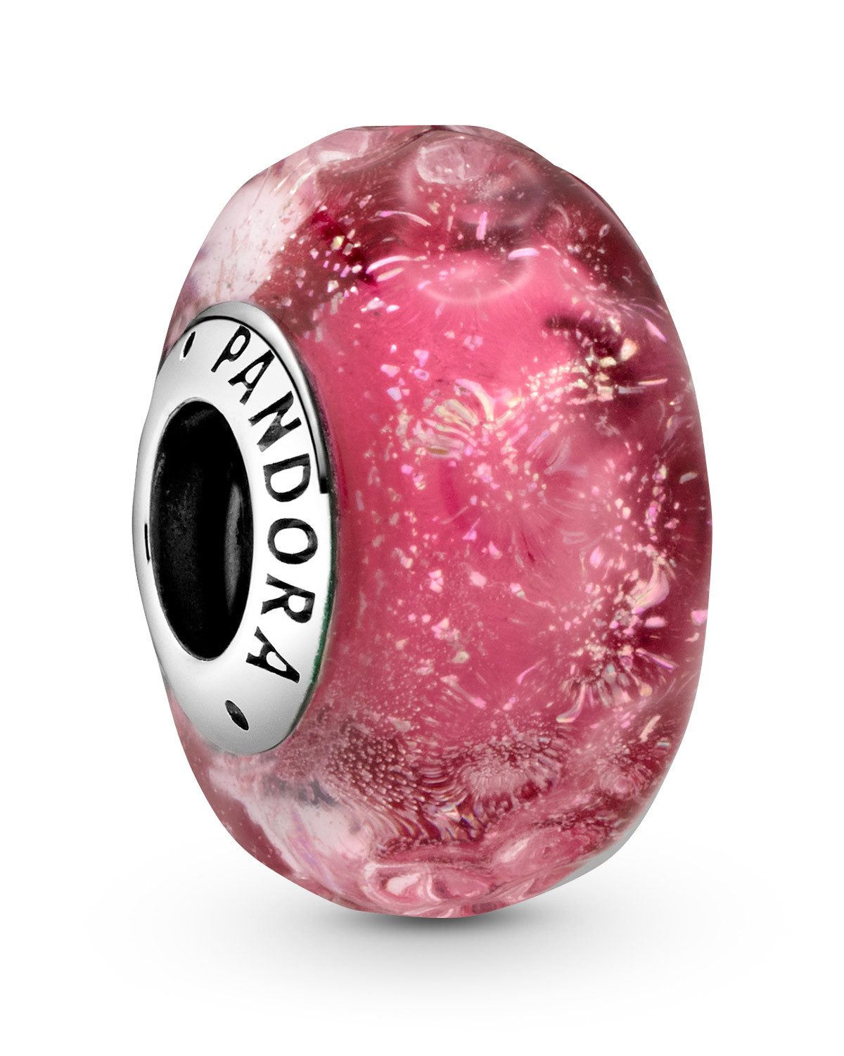 Pandora Bead Silber Bead-Charm Welliges Pink Muranoglas