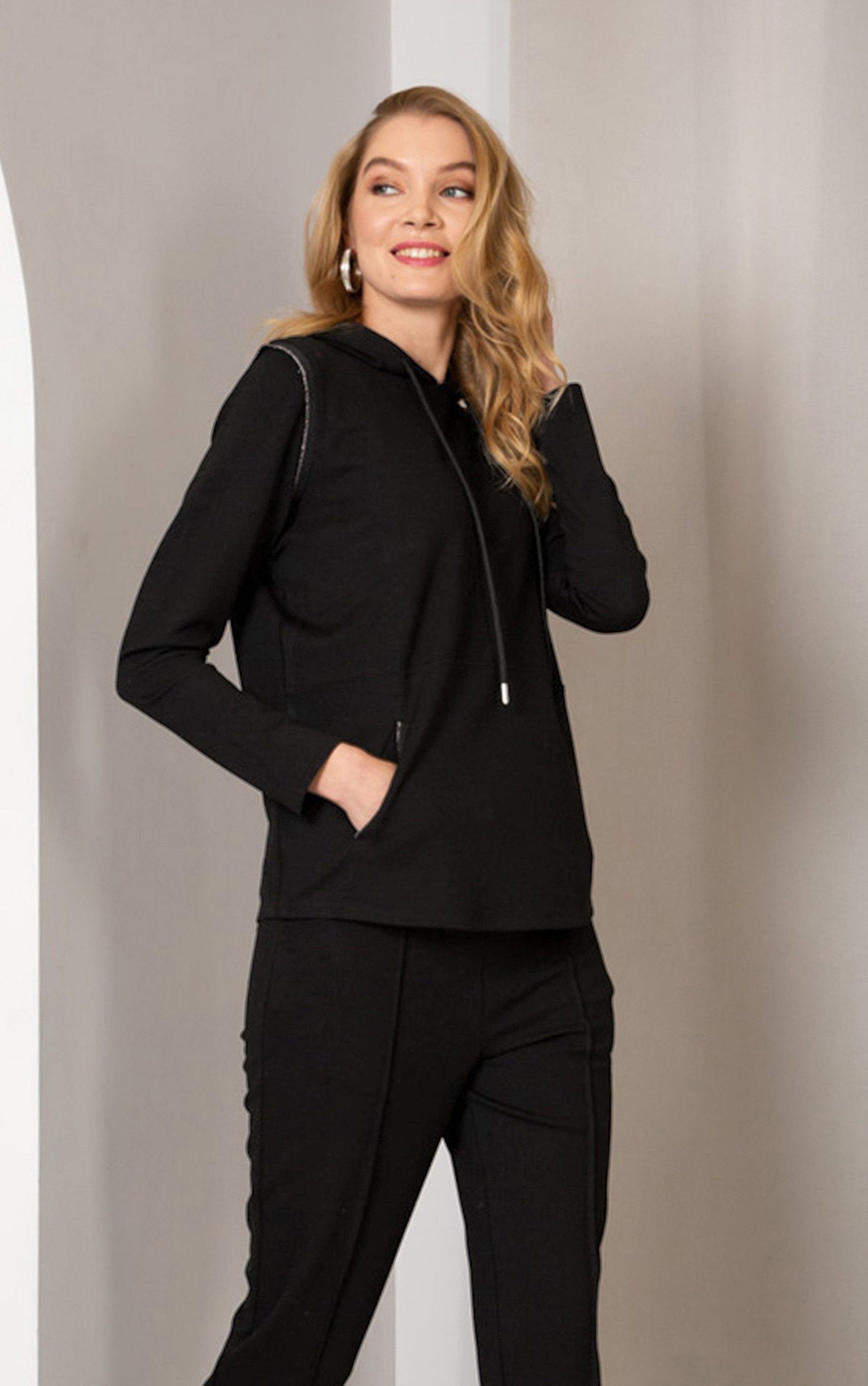 Passioni Hoodie Tunnelzug am Kragen und Lurex Details günstig online kaufen