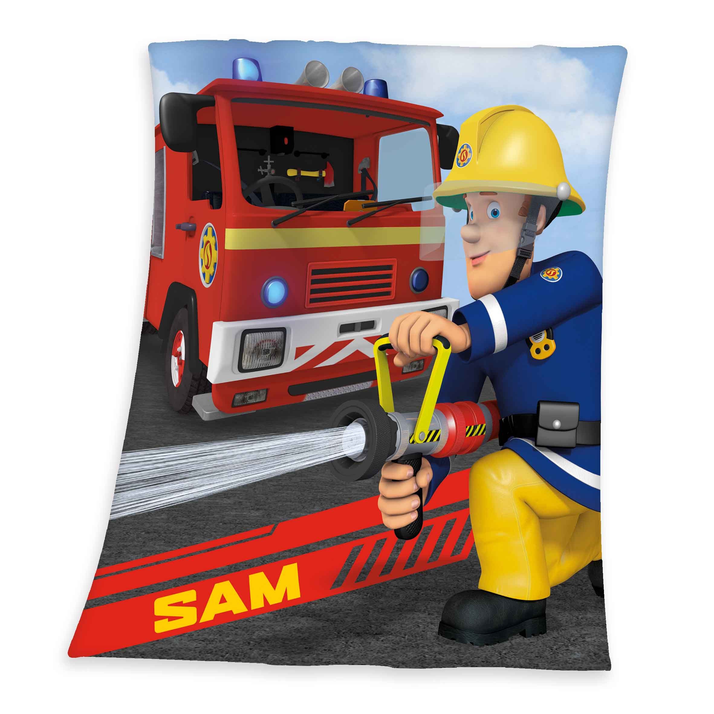 Kinderdecke - Feuerwehrmann Sam Fleecedecke - 130x160cm, Stoffschmiede, 100% Polyester