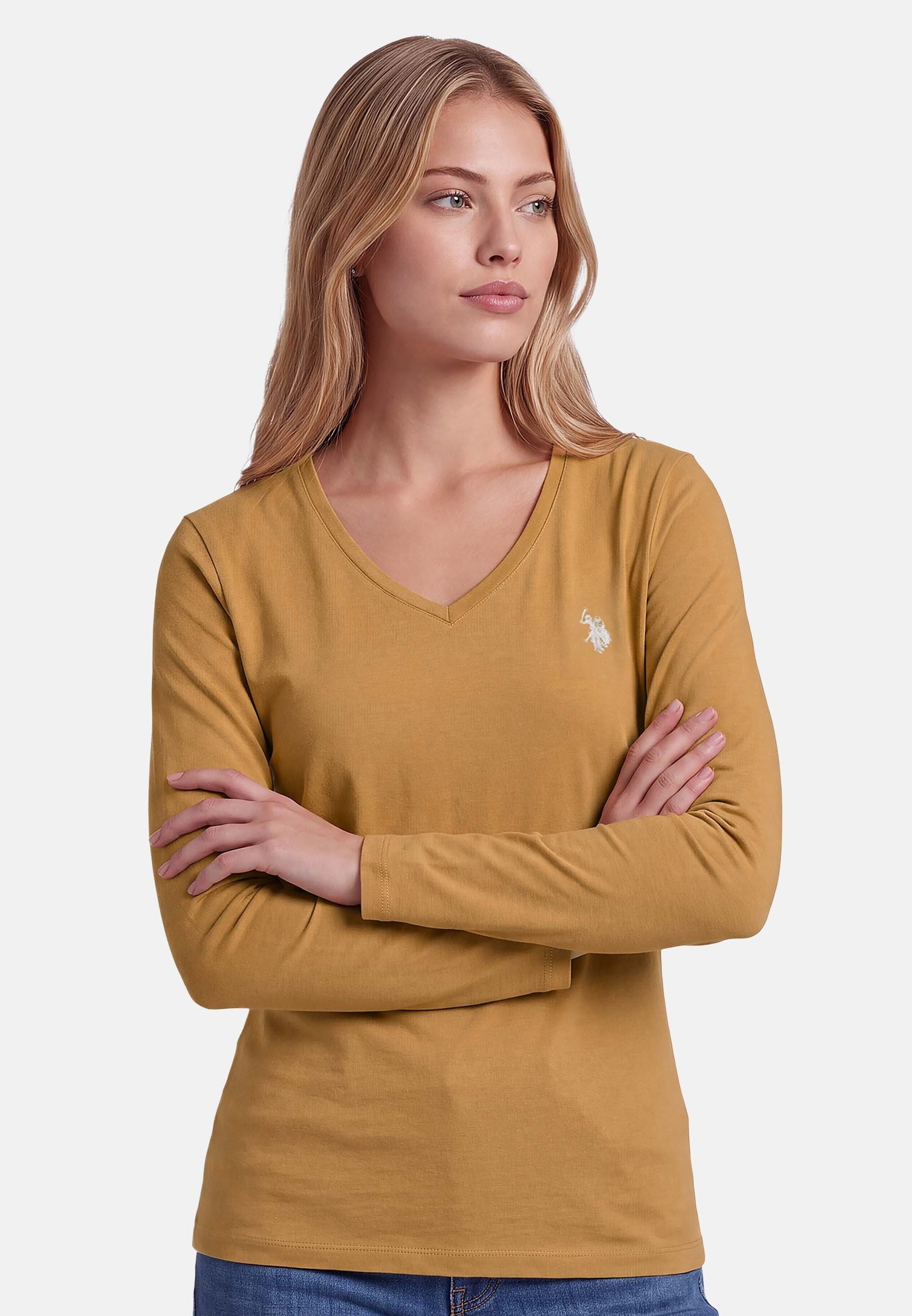 U.S. Polo Assn. Langarmshirt mit V-Ausschnitt und Stickereidetails Elastisches Longsleeve mit normaler Passform – Bild 2 von 5