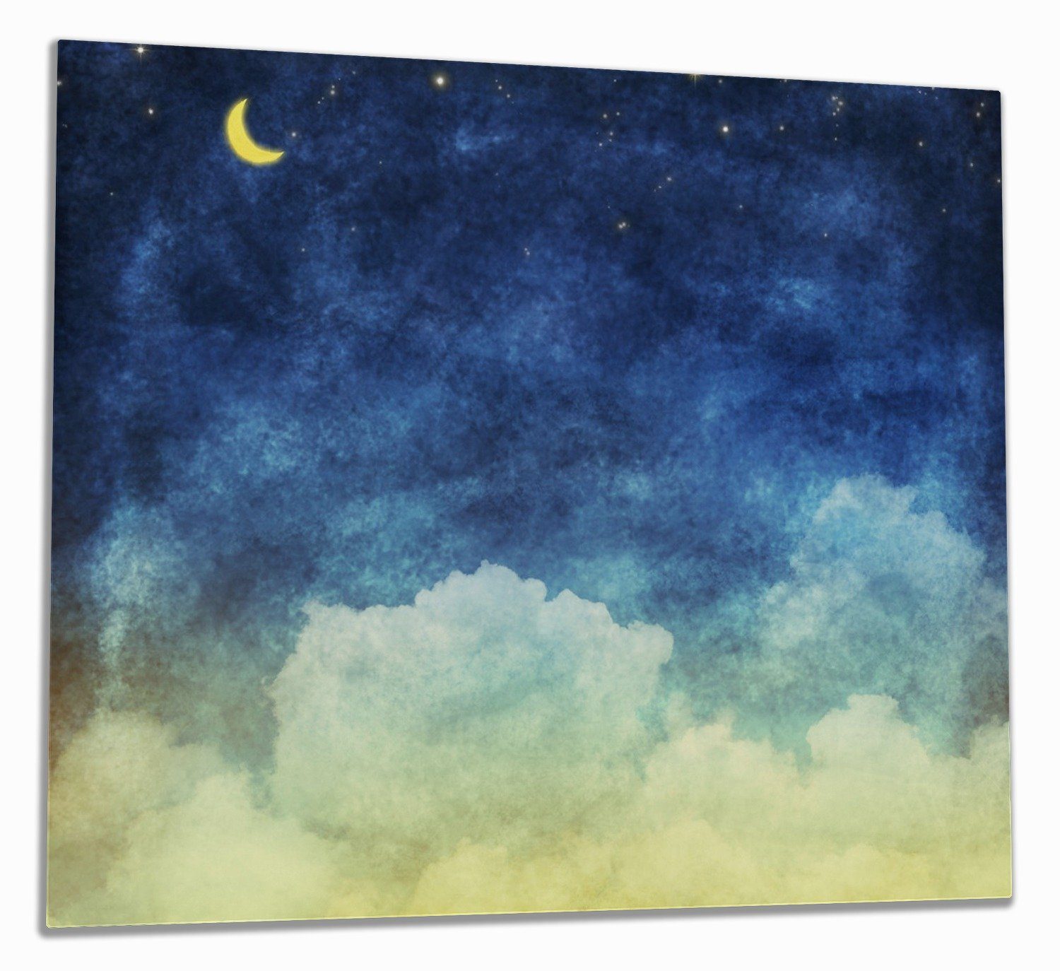 Wallario Herd-Abdeckplatte Wolkenhimmel mit Mond ESG-Sicherheitsglas, Größen (Glasplatte, inkl. Sternen, und verschiedene 5mm Noppen), tlg., 1