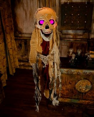 Horror-Shop Dekoobjekt Fetzen Totenschädel mit Leuchtenden Augen 75cm für