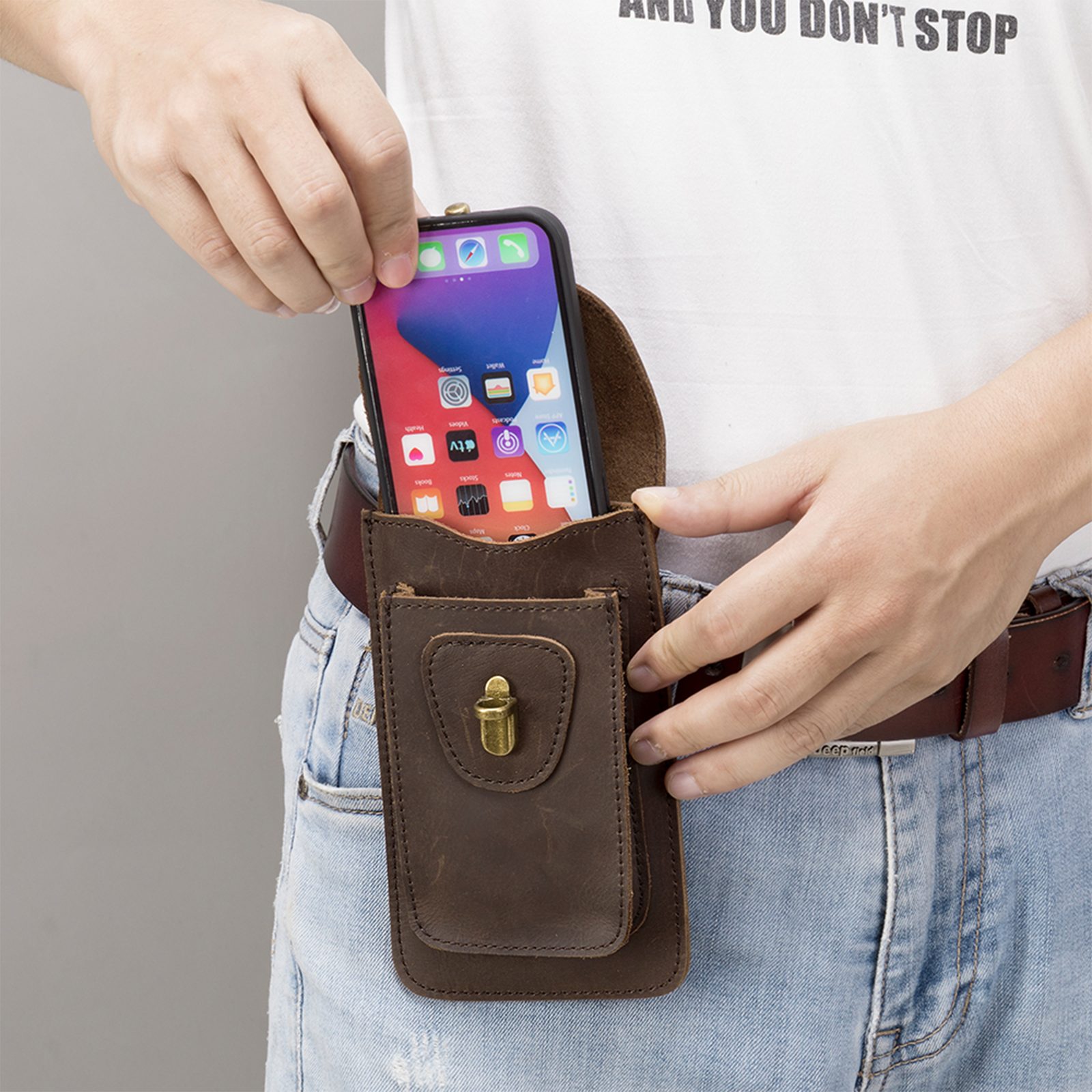 YUBRO-STUDIO Handytasche Herren Leder Handytasche Gürtel Holster mit Clip Vintage