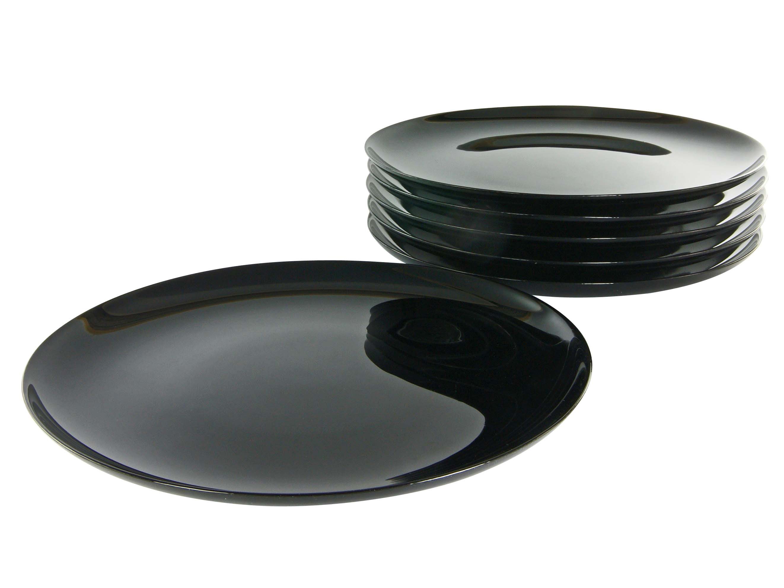 Luminarc Pizzateller Italien Party Schwarz, Teller-Set, 6-tlg., (6 St), Klassisch, Schwarzes Opalglas, Vielseitig einsetzbar
