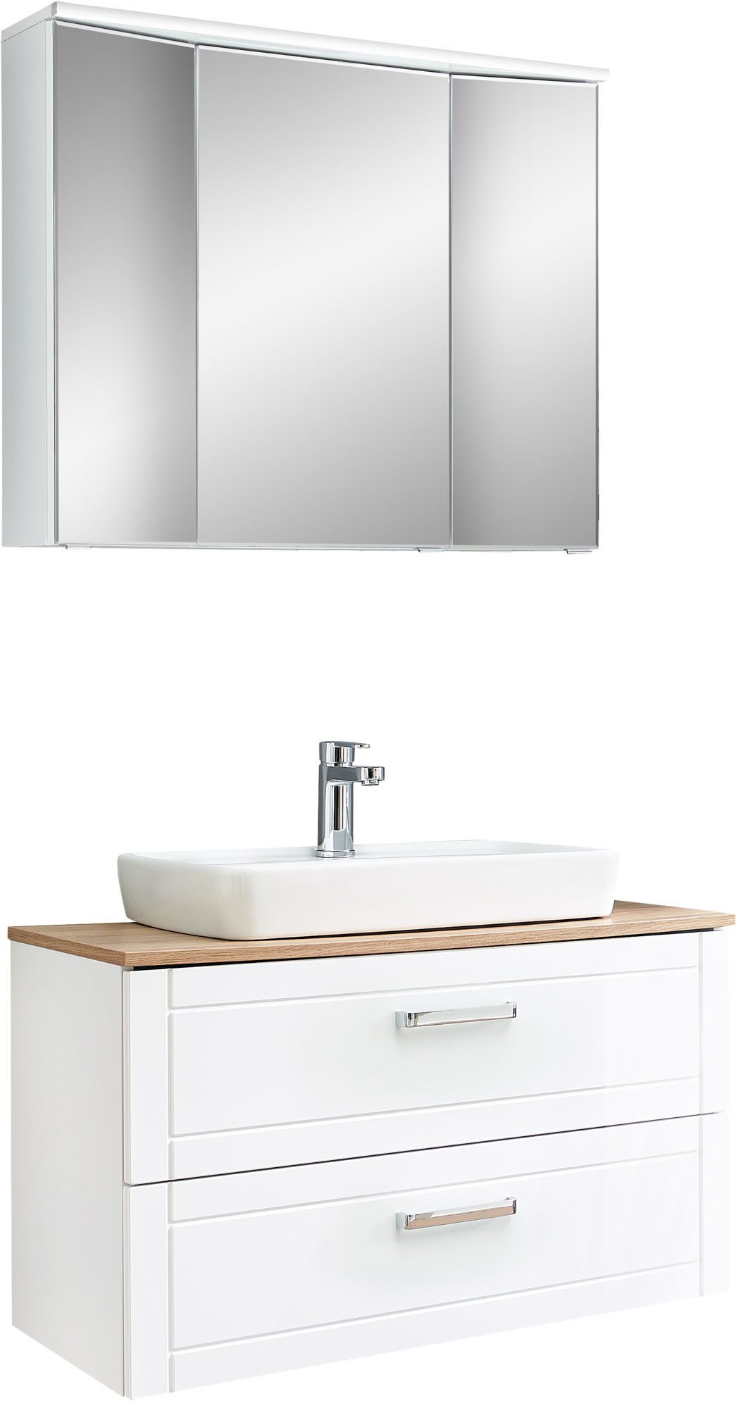 Badmöbel-Set Serie 3007,Waschtisch mit Spiegelschrank