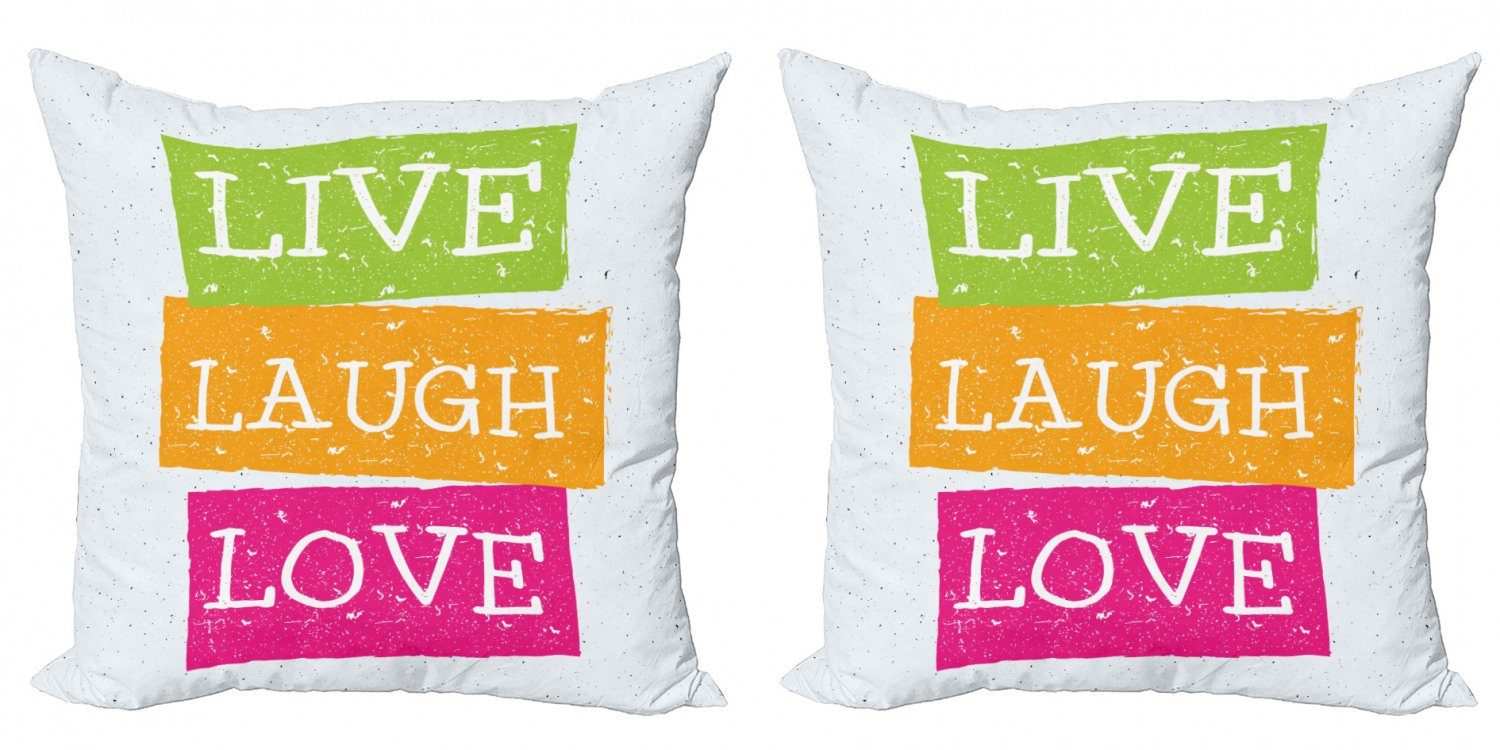 Kissenbezüge Modern Abakuhaus (2 Stück), Digitaldruck, Doppelseitiger Vibrant Lachen-Liebe Accent Leben Zitat