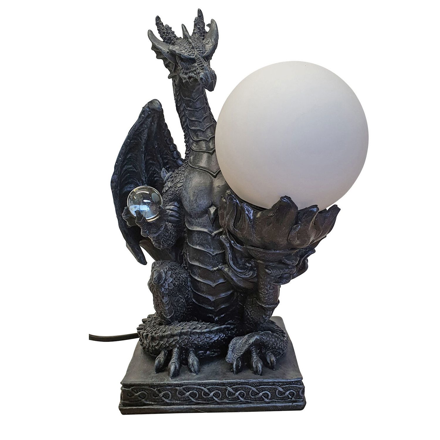 Fachhandel Plus Dekofigur Tischlampe Drache mit Glaskugel Drachenlampe Drag günstig online kaufen