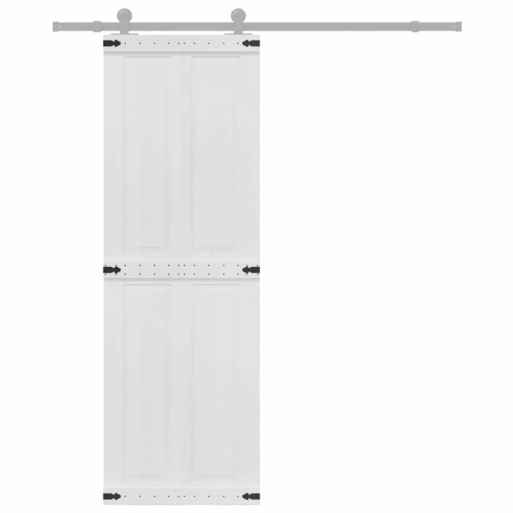furnicato Schiebetür Scheunentür Corona Massivholz 70 x 210 cm Weiß, Leises Gleitsystem Schiebetür platzsparend für dein Schlafzimmer