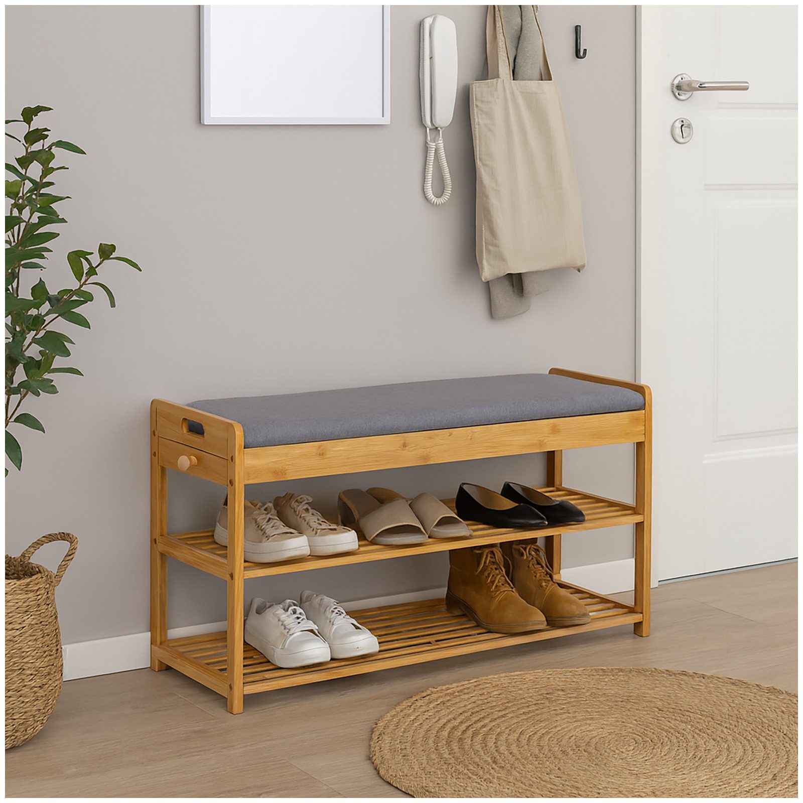 HTI-Living Schuhbank Schuhbank mit Schubfach Bambus (Stück, 1 Schuhbank), S günstig online kaufen