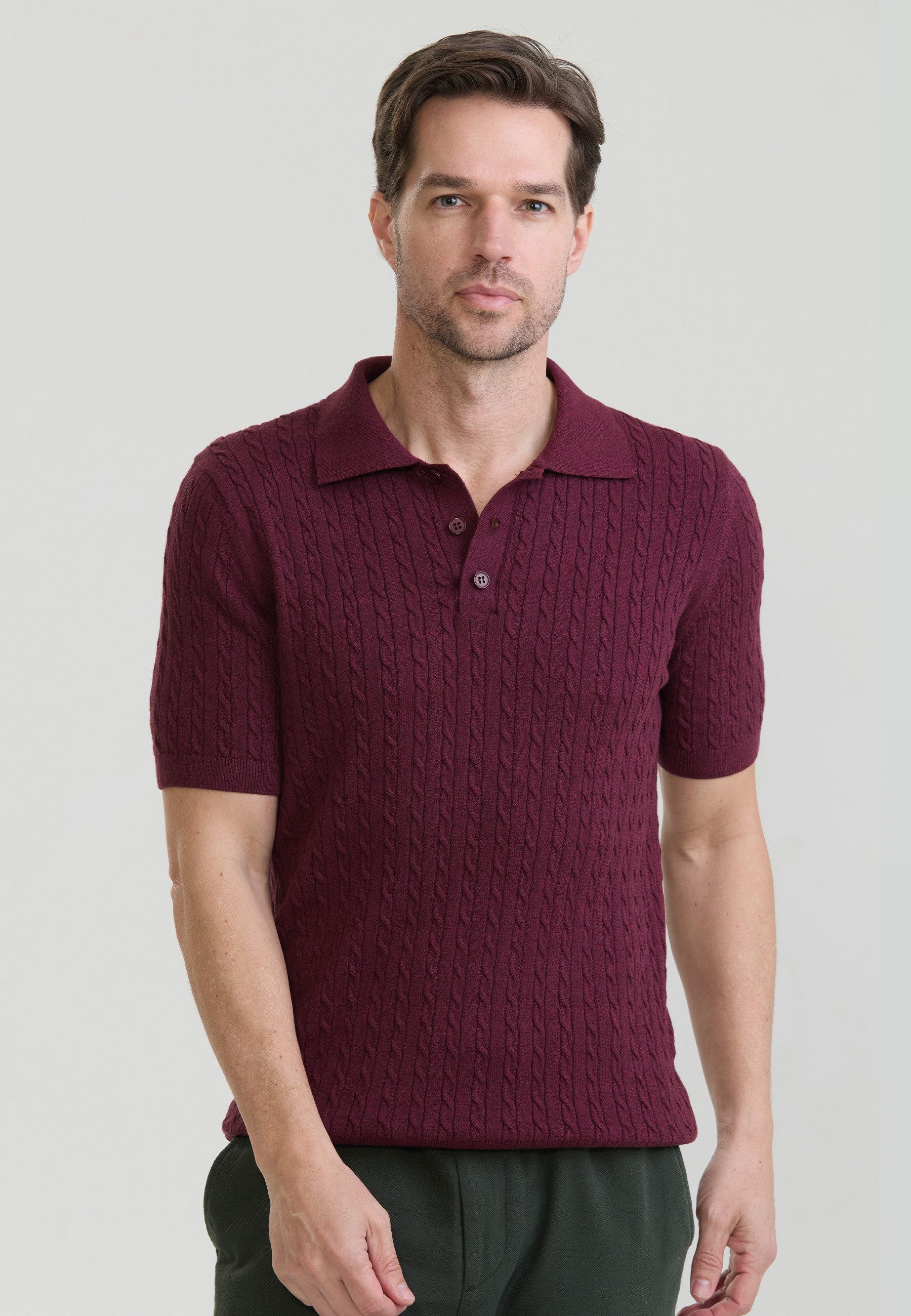 Felix Hardy Poloshirt Polo Shirt Kurzarm mit Zopfmuster