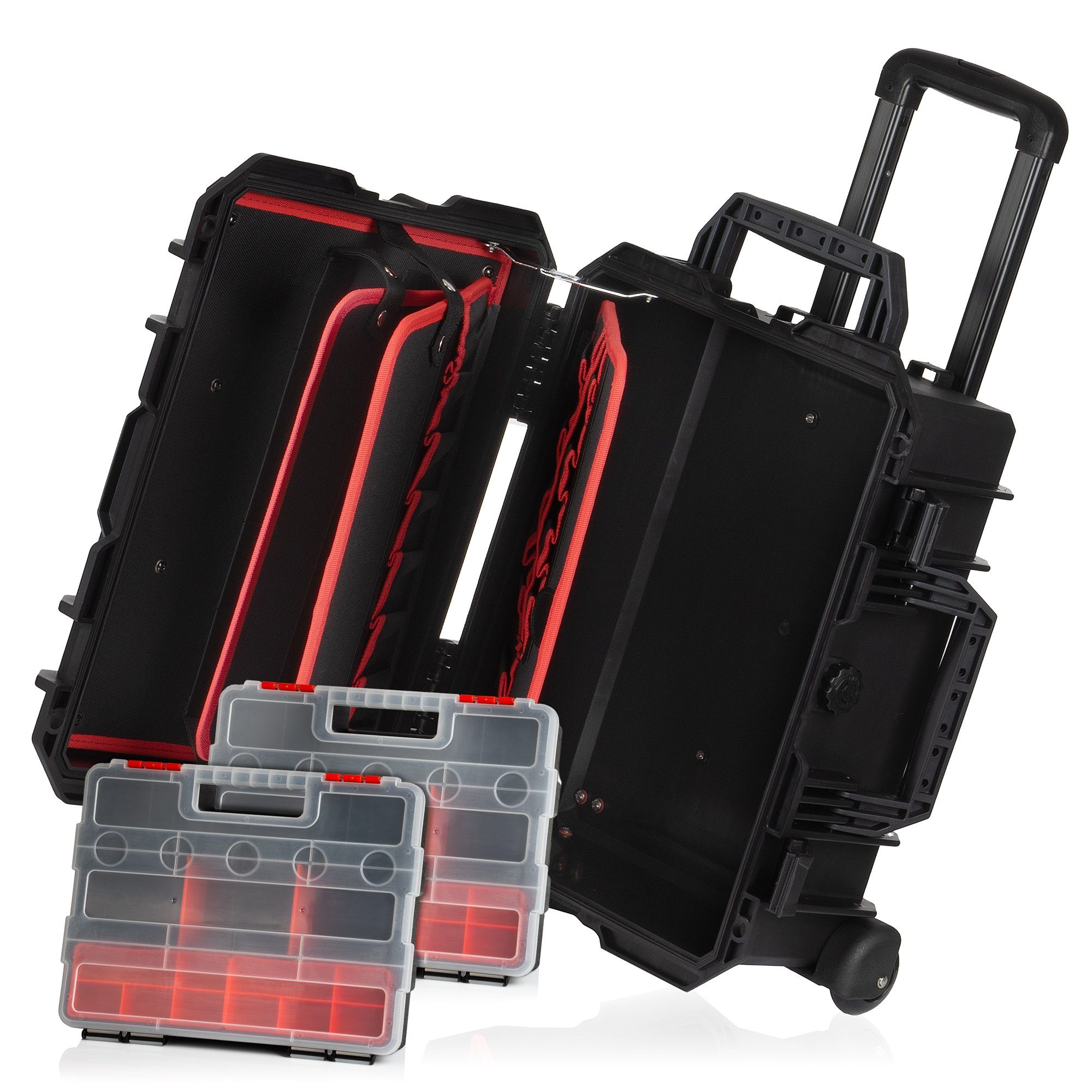 Zelsius Werkzeugbox Transportkoffer 18 Liter mit Werkzeugtascheneinsatz und Rollen, Box