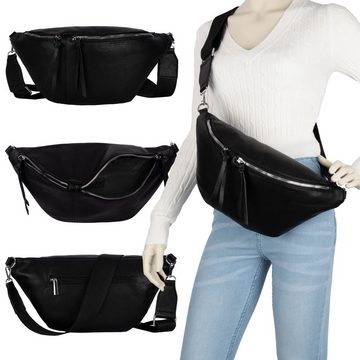 EAAKIE Gürteltasche Bauchtasche XL Umhängetasche Crossbody-Bag Hüfttasche Kunstleder Italy, als Schultertasche, CrossOver, Umhängetasche tragbar