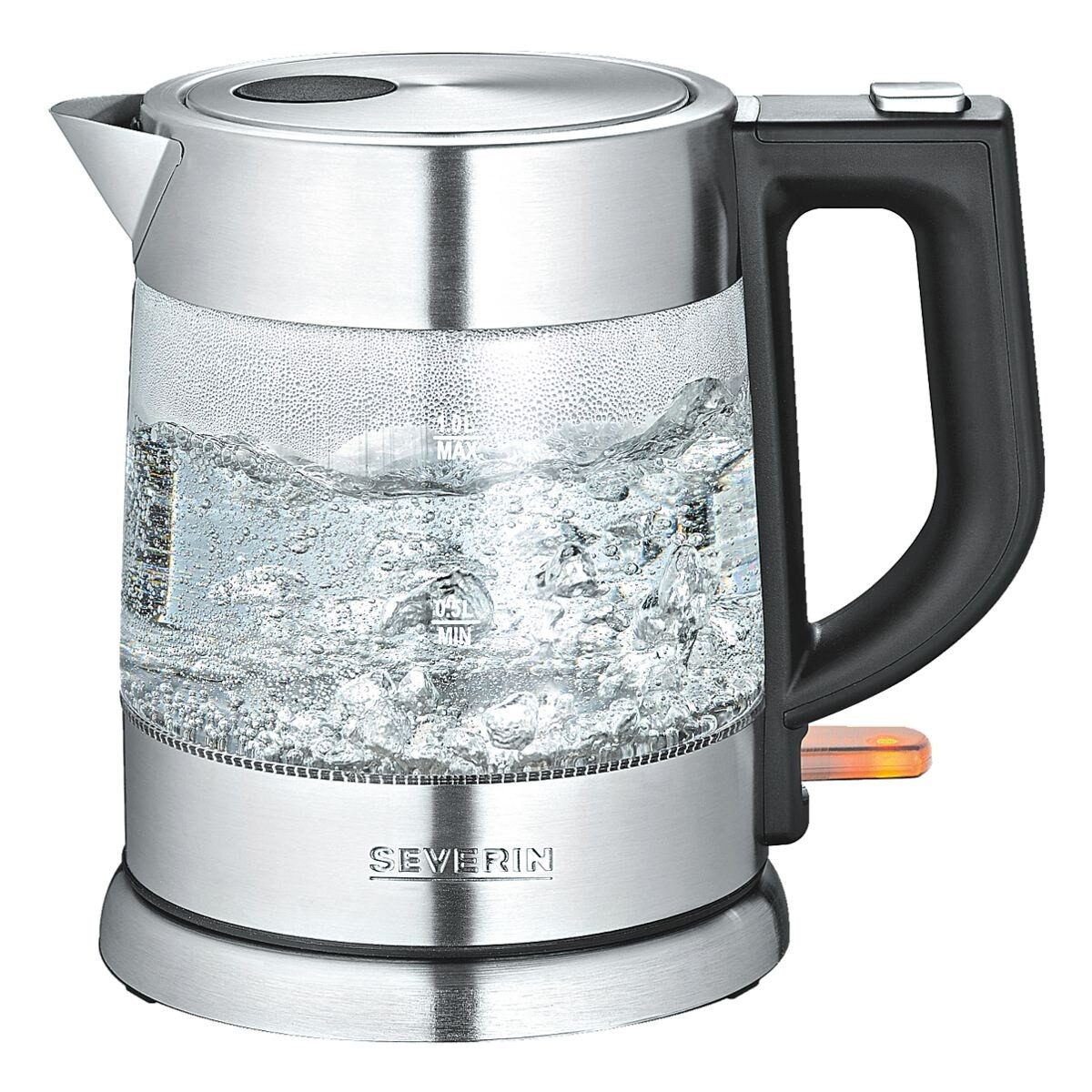 Severin Wasserkocher WK 3468, 1 l, 2200 W, aus Glas, kabellos, 1 Liter, 2200 Watt