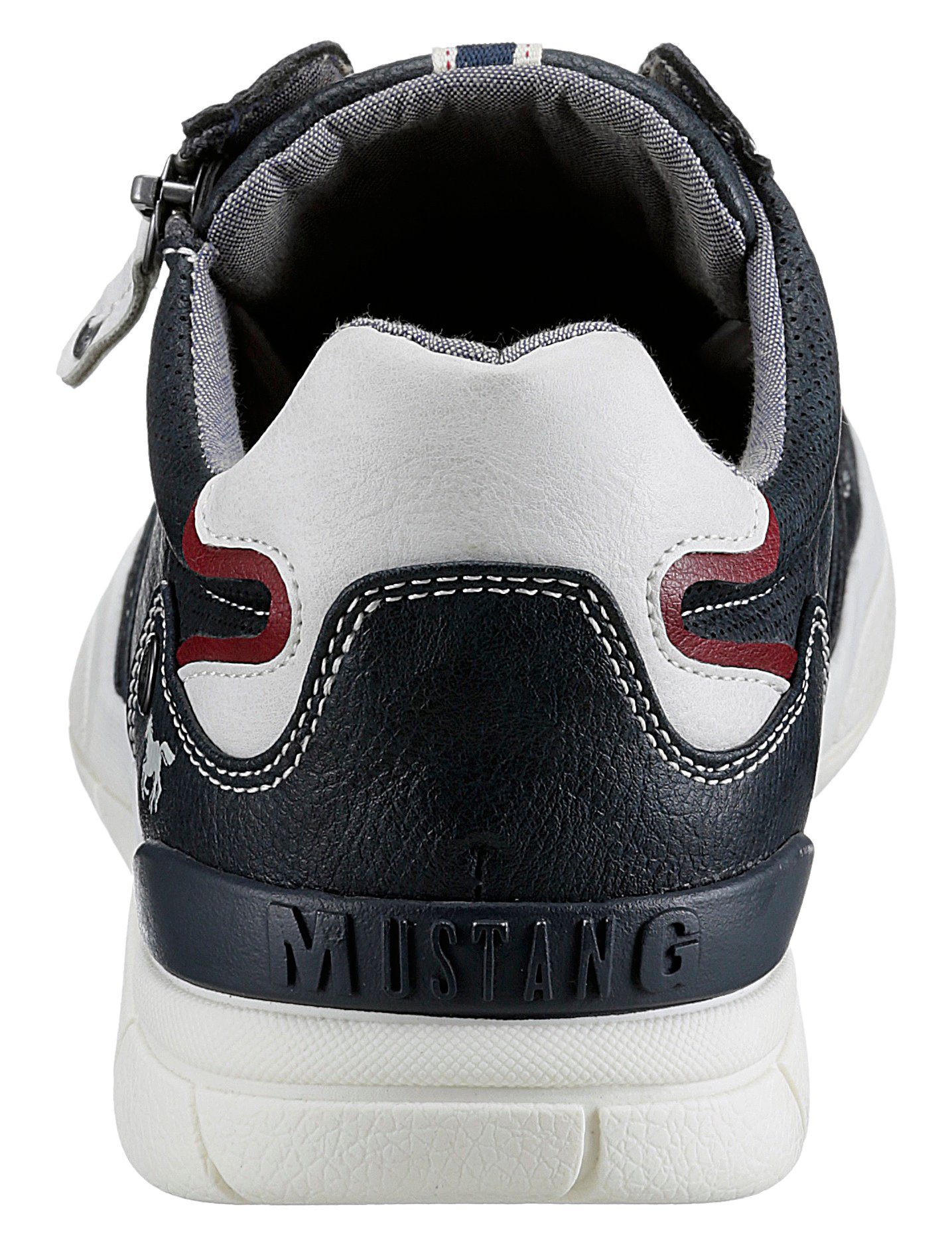 Shoes Mustang Reißverschluss navy-offwhite mit Sneaker seitlichem