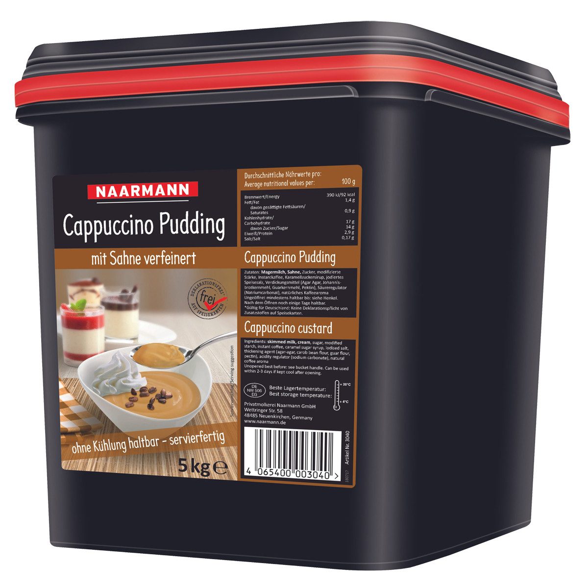 NAARMANN Süßigkeit, Naarmann Cappuccino Pudding mit Sahne verfeinert cremig 5000g