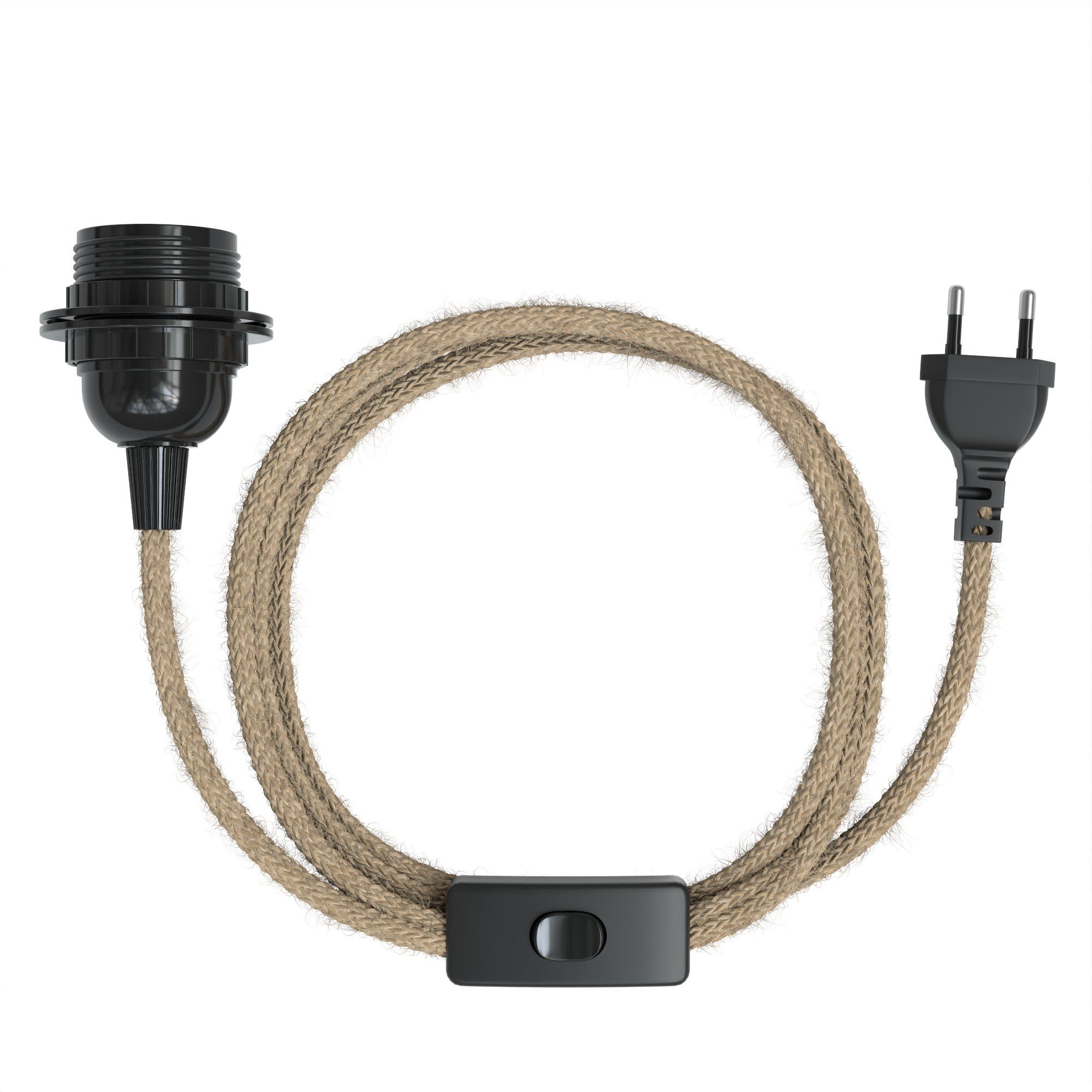 EAZY CASE Lampenfassung E27 Lampensockel mit 3,5m Textil Kabel & Schalter, (1-St), E27 Fassung mit Schalter und dekoratives Lampenkabel DIY Lampe Natur
