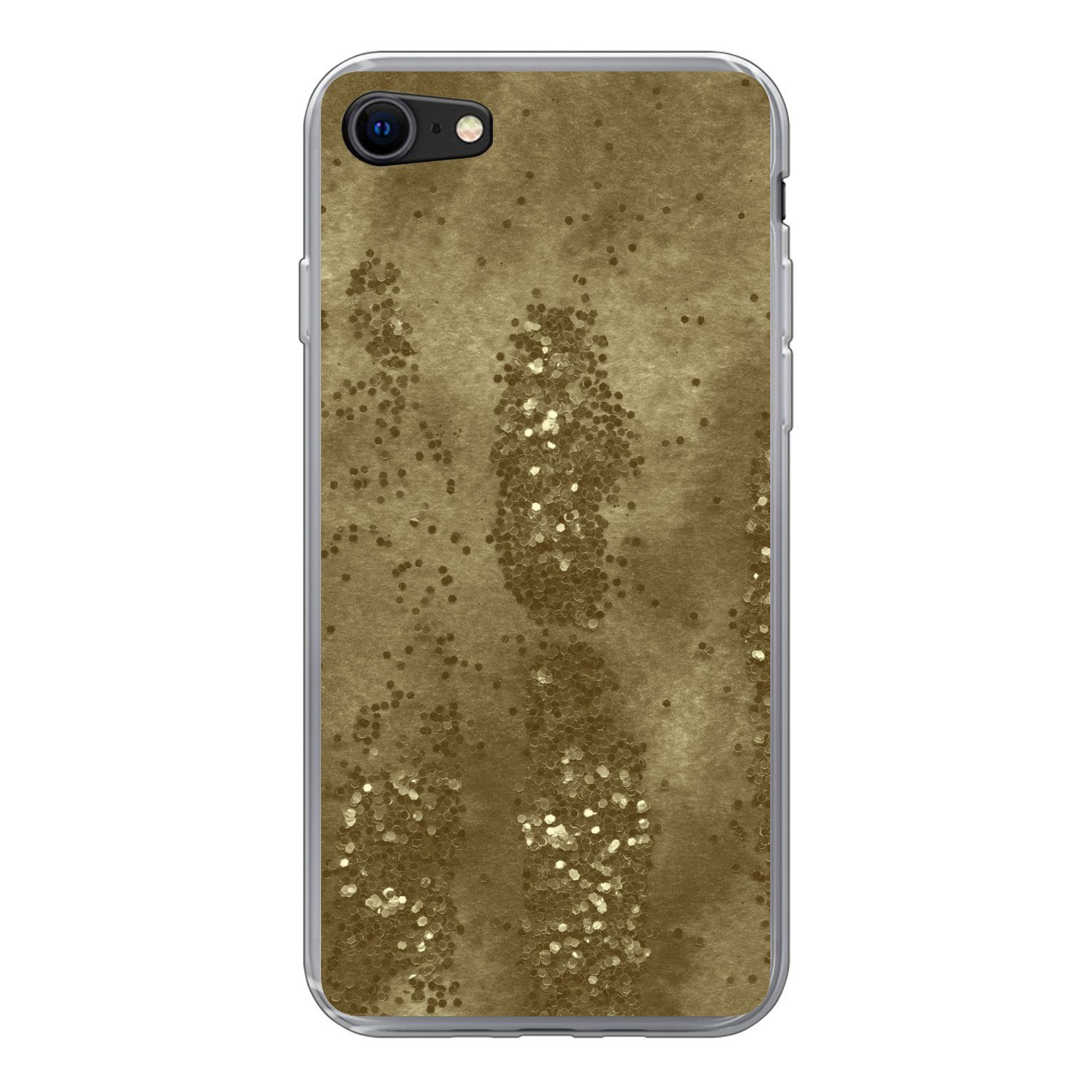 MuchoWow Handyhülle für Apple iPhone 7 Gold - Glitzer - Textur, Smartphone-Bumper, Print, Handy Schutzhülle Dünn
