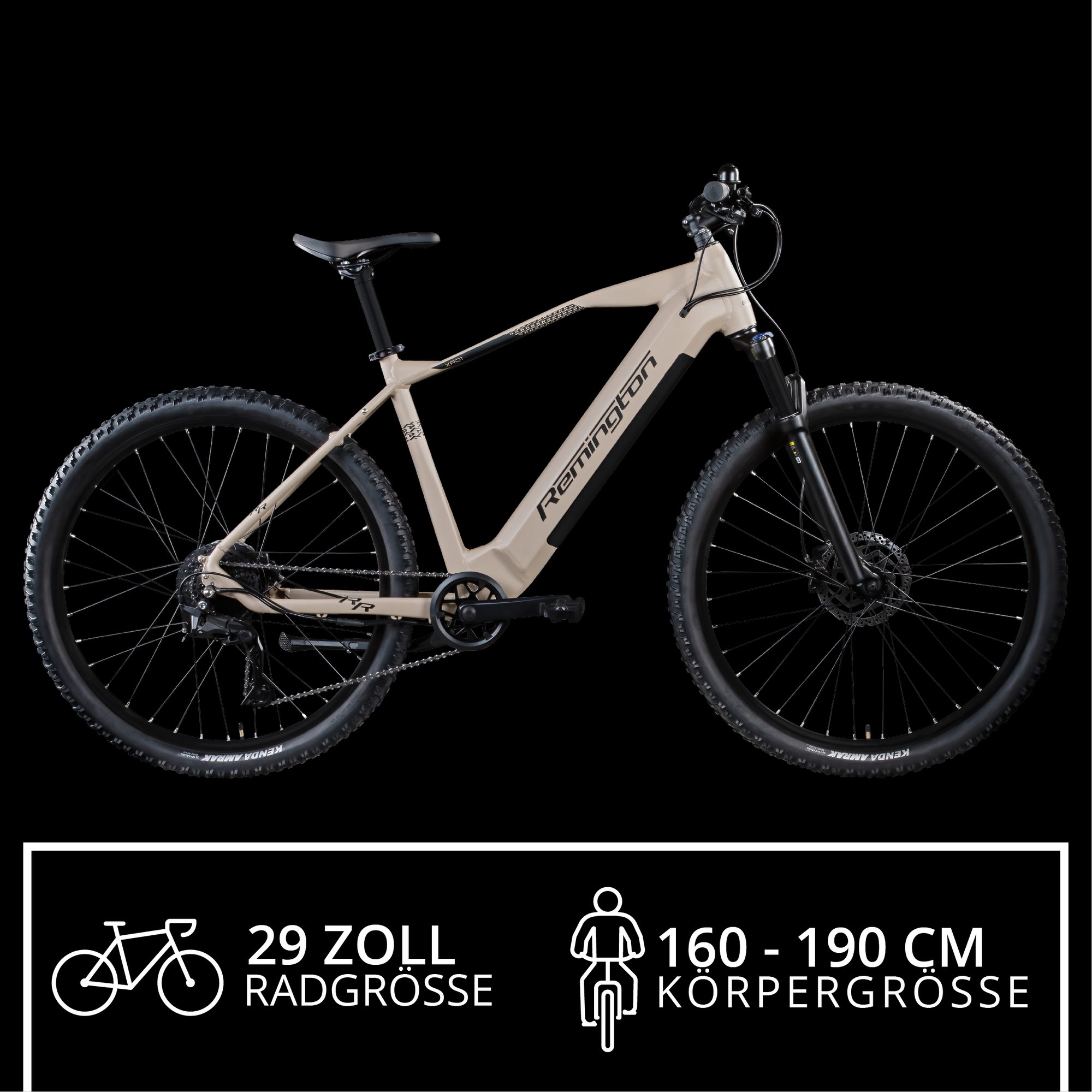 Remington E-Bike Mountainbike XR01, 10 Gang Shimano Cues U3020 SGS Schaltwerk, Kettenschaltung, Heckmotor, 550 Wh, E Bike Mountainbike 29 Zoll Pedelec 10 Gang 540Wh Fahrrad Hardtail MTB